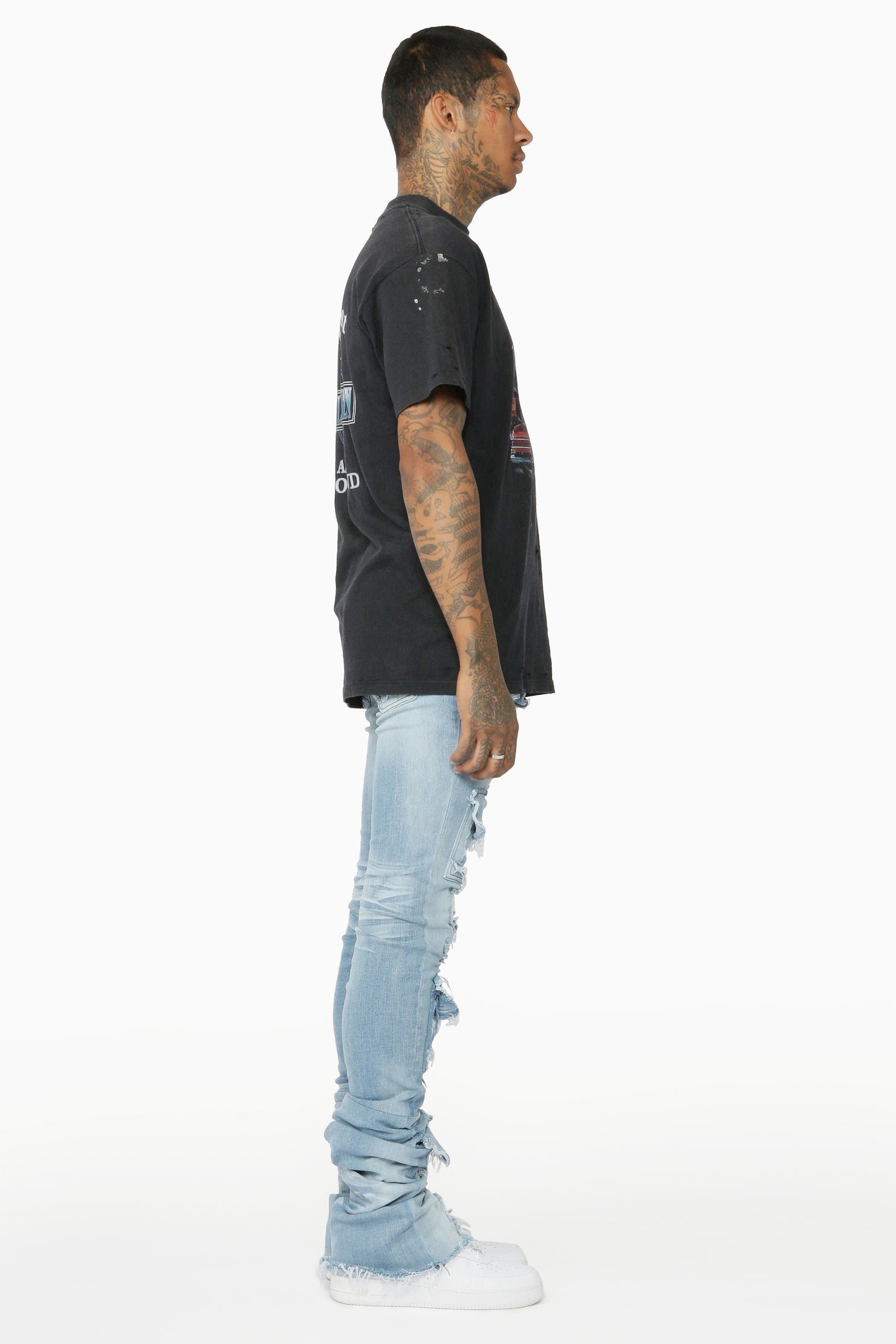 Pooja Blue Super Stacked Flare Jean