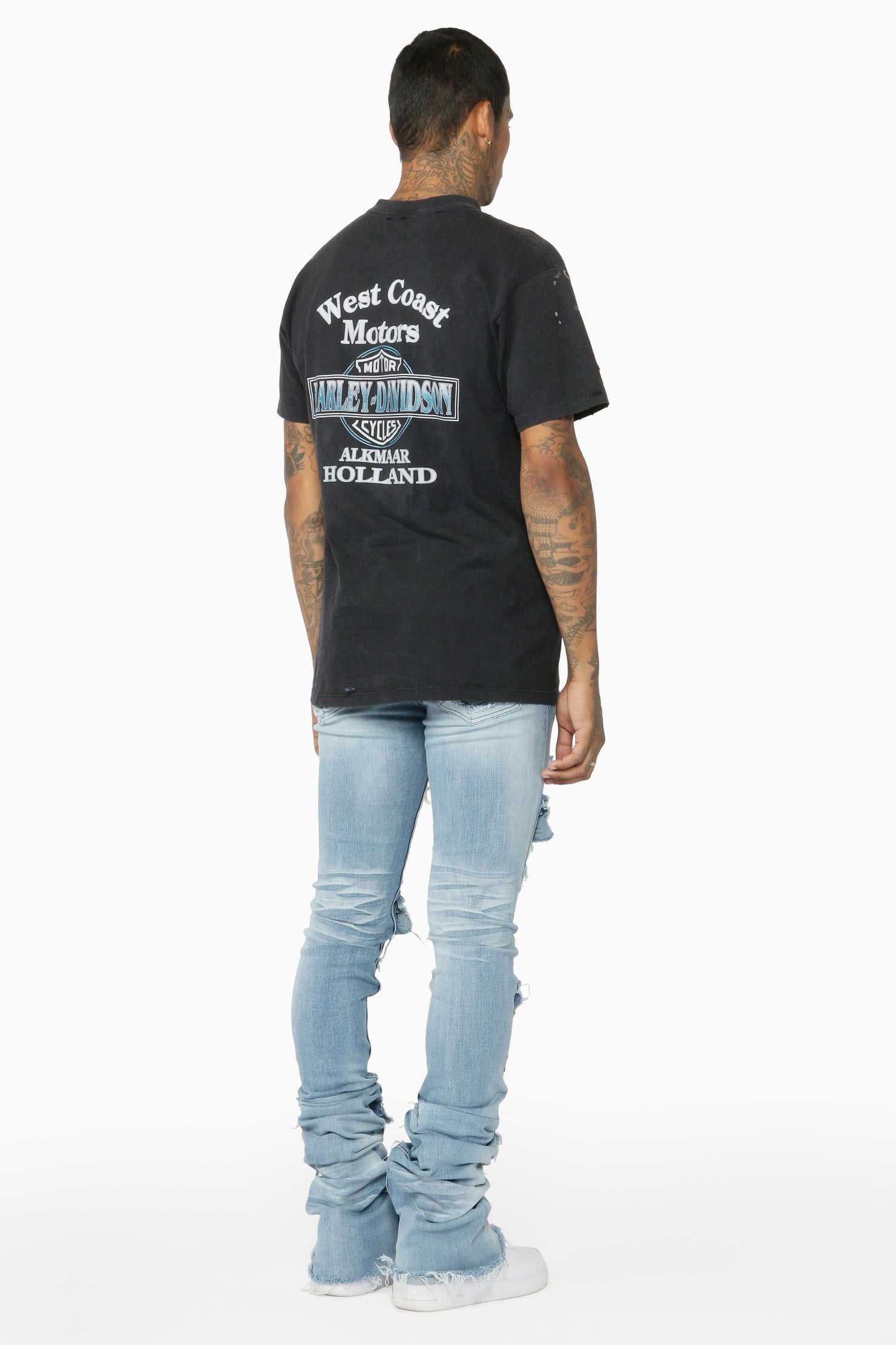 Pooja Blue Super Stacked Flare Jean