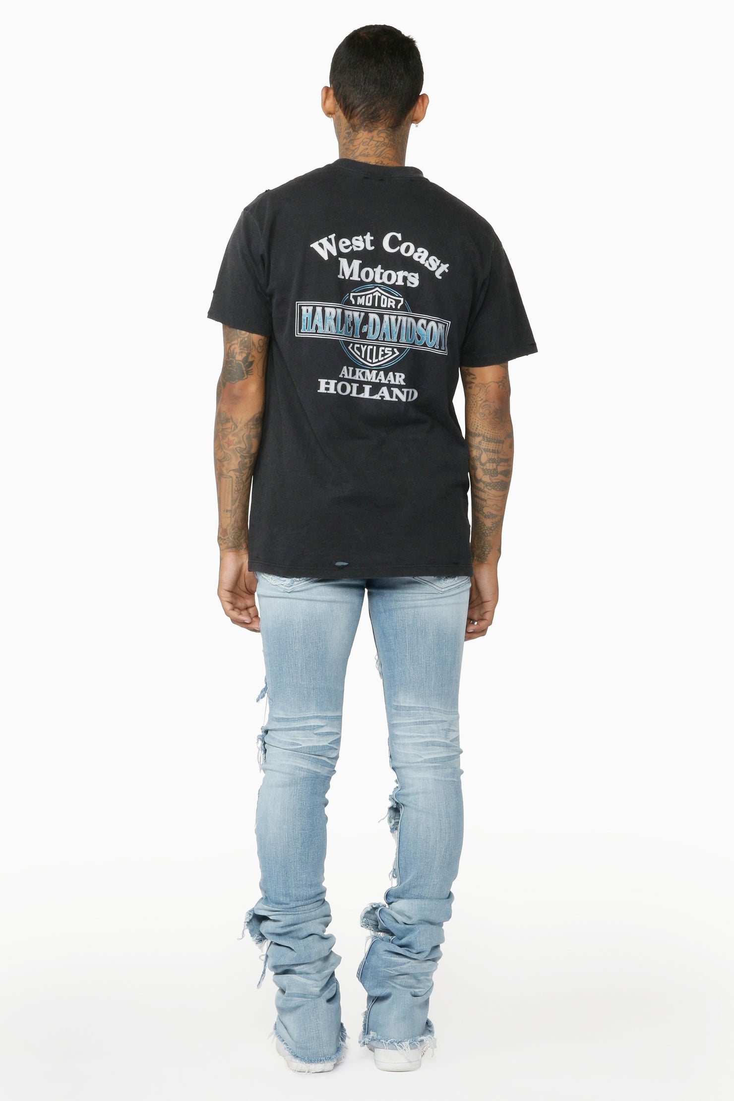 Pooja Blue Super Stacked Flare Jean