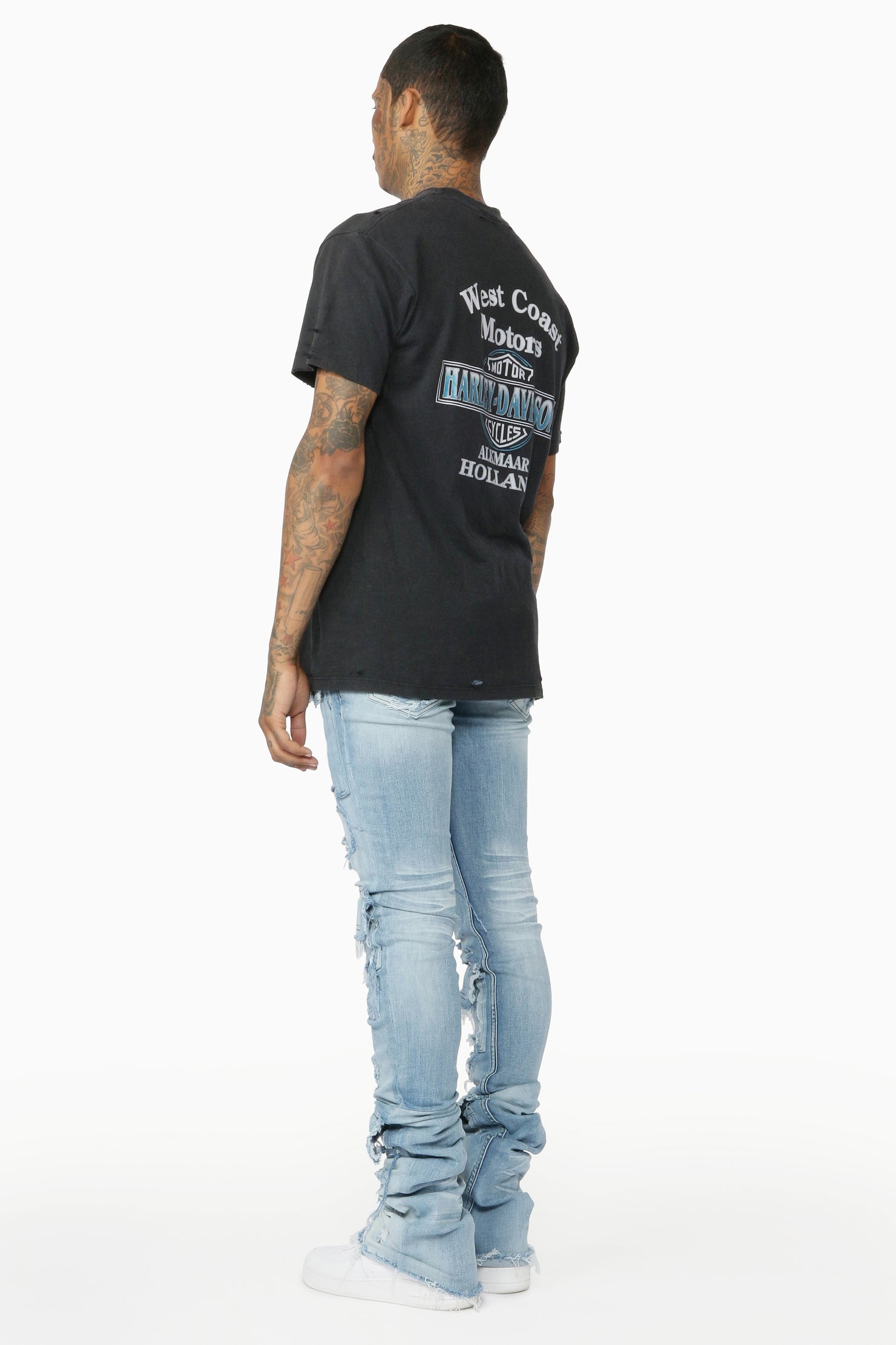 Pooja Blue Super Stacked Flare Jean