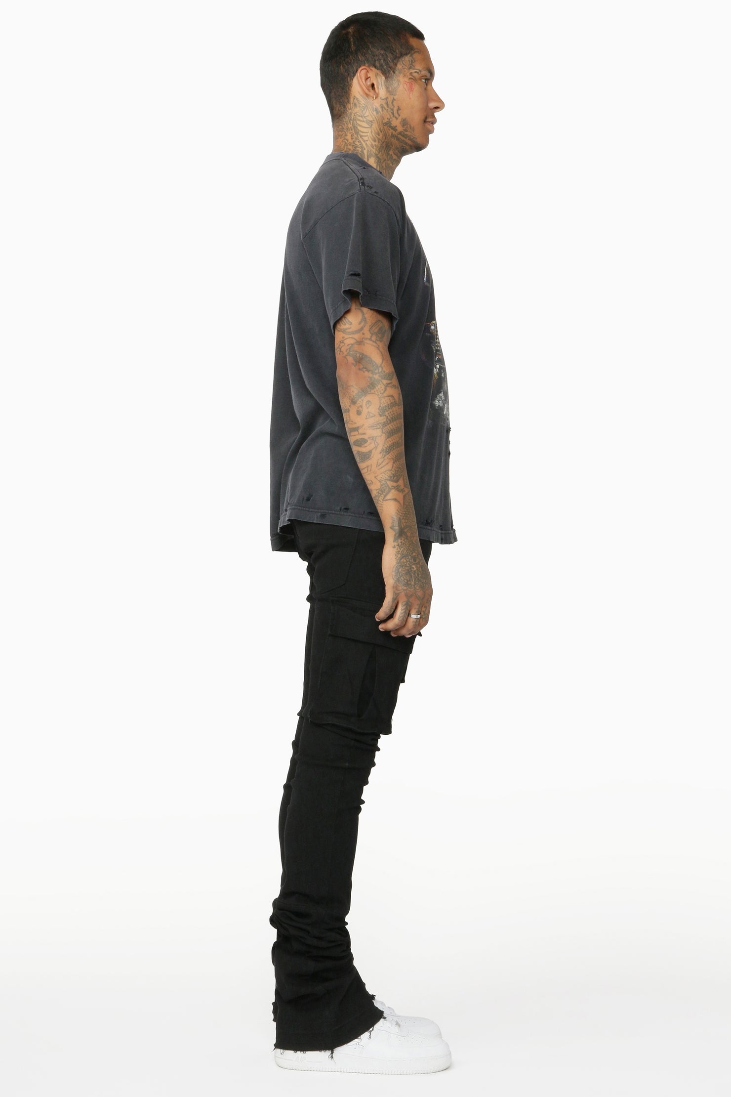 Nemy Black Super Stacked Flare Jean