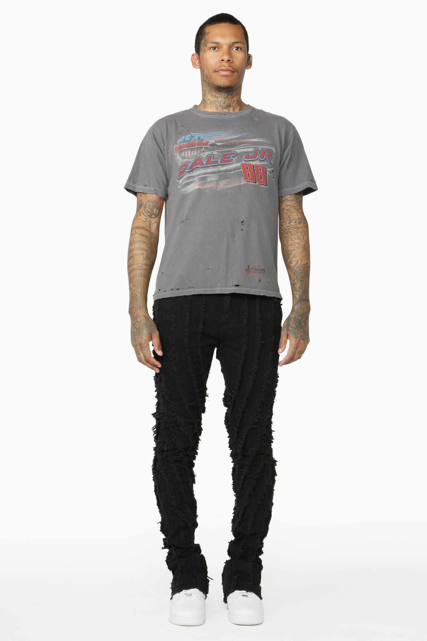 Lazer Black Stacked Flare Jean