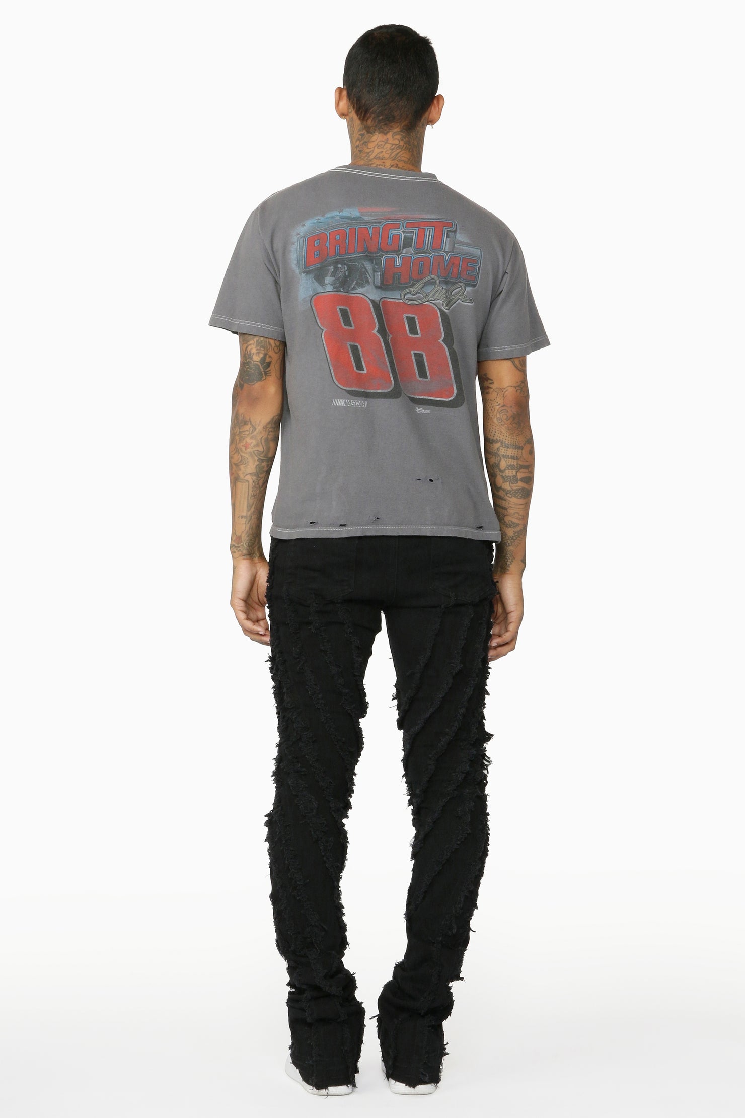 Lazer Black Stacked Flare Jean