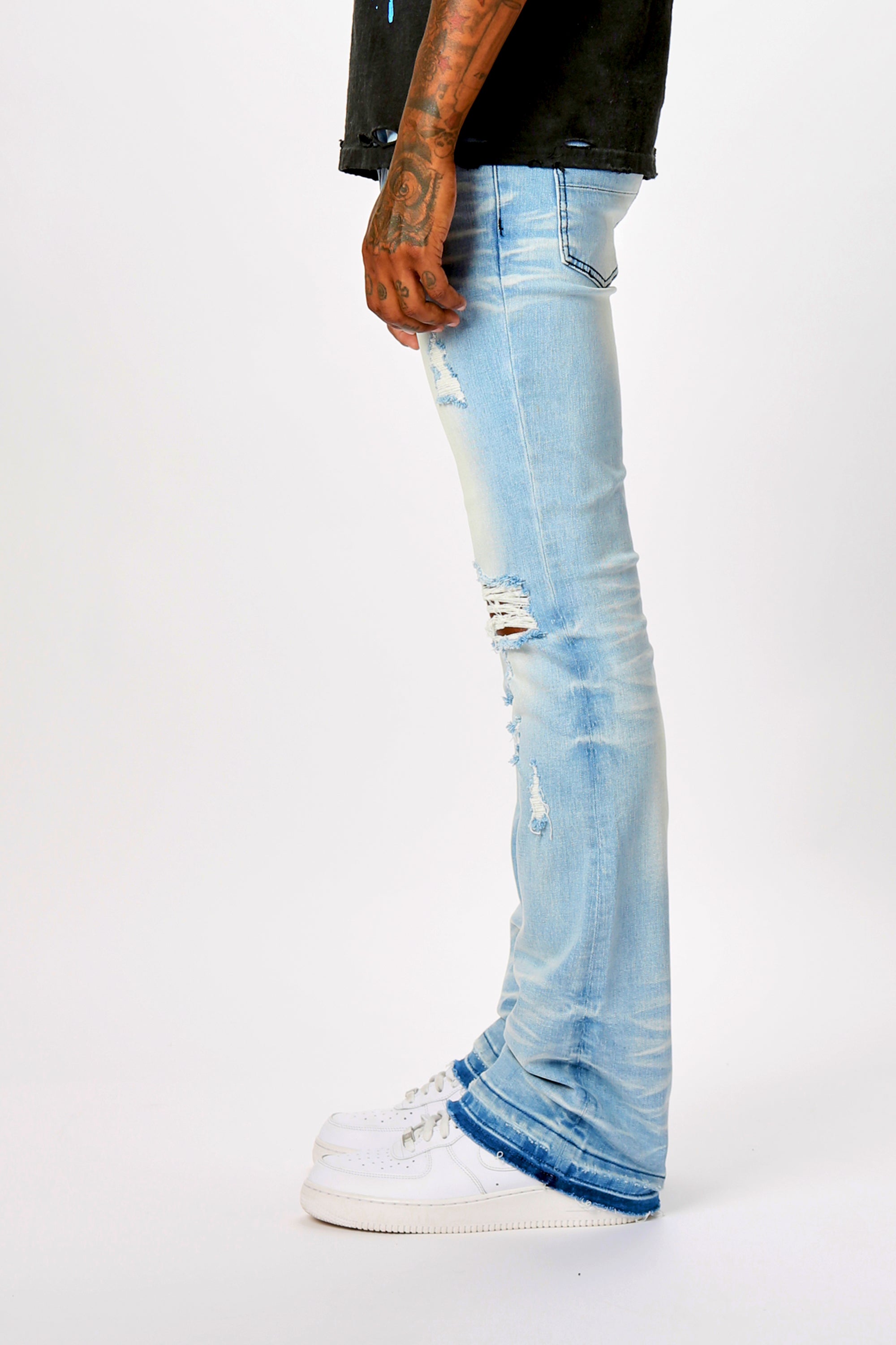DAG STACKED FLARE JEAN-BLUE