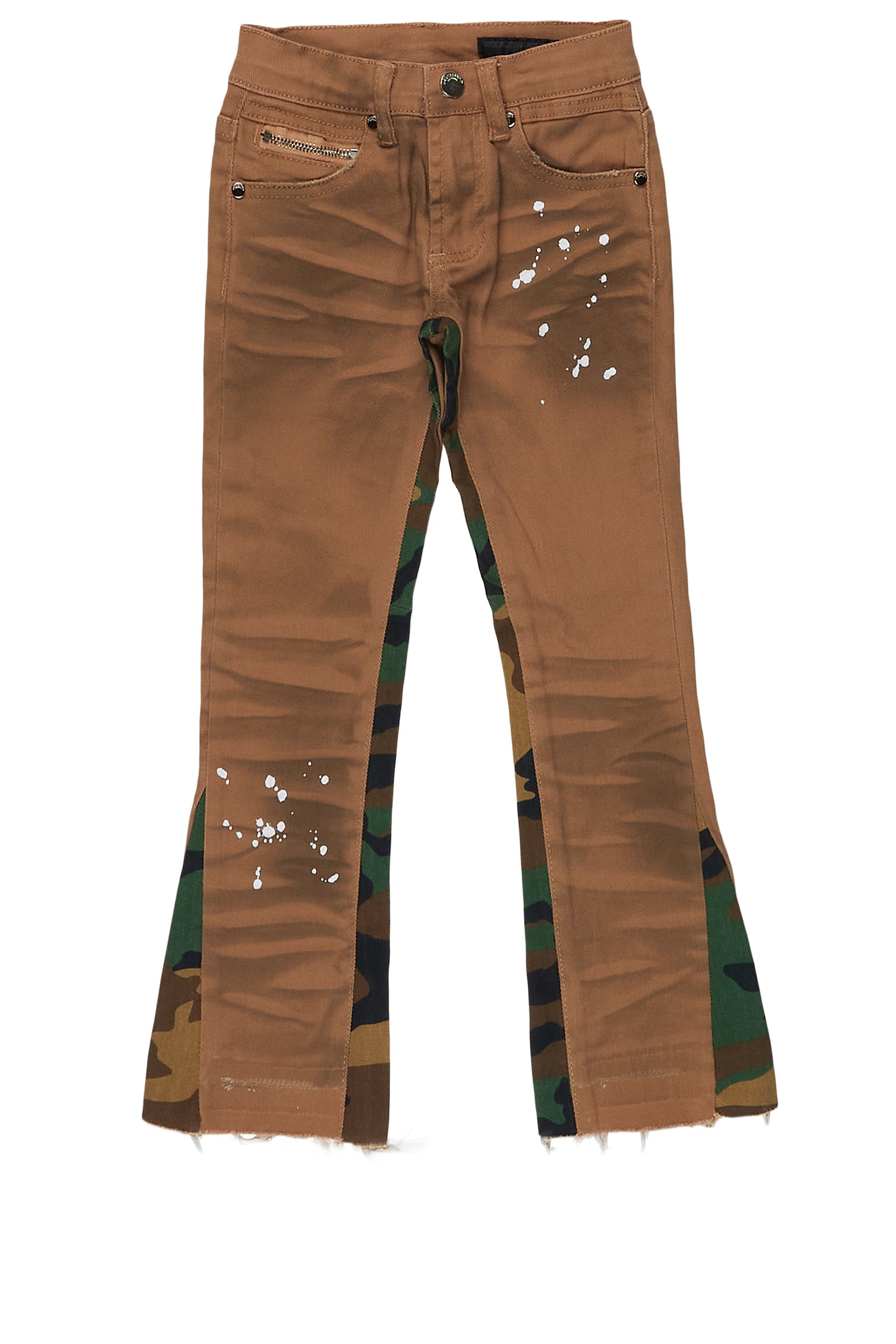 Boys Strass Brown Stacked Flare Jean