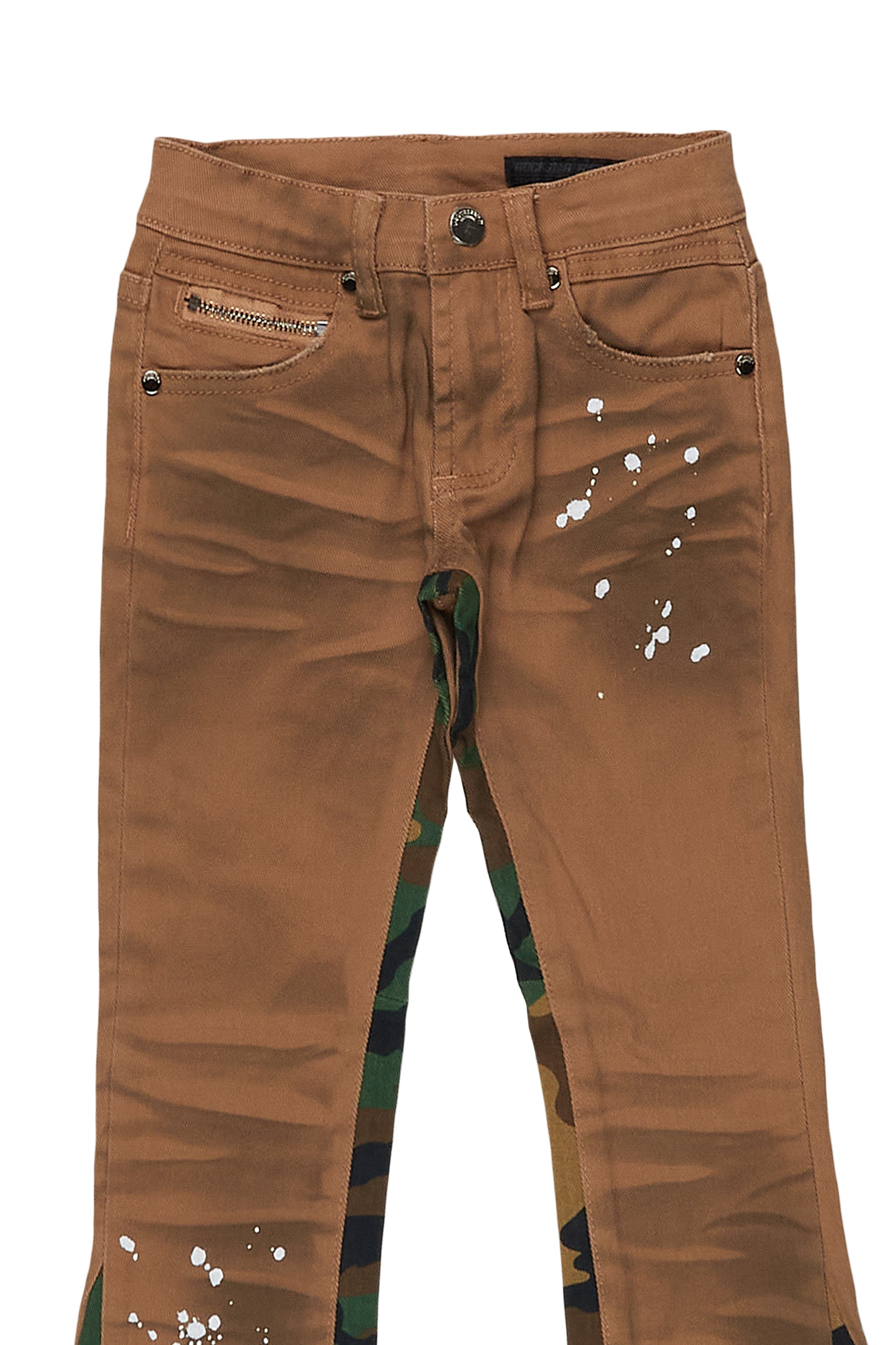 Boys Strass Brown Stacked Flare Jean