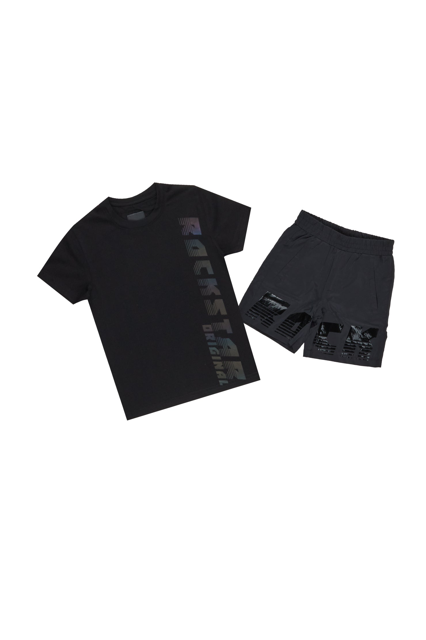 Boys Xadrian Black T Shirt Short Set