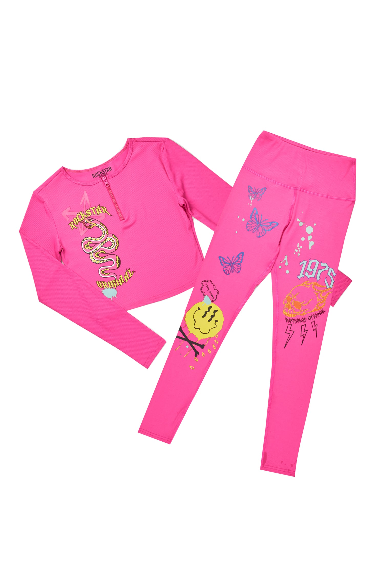 Finley Ribbed Active Set-Pink