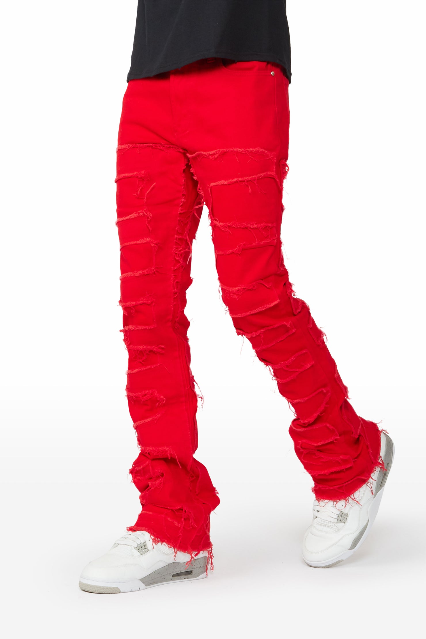 Shake Red Stacked Flare Jean