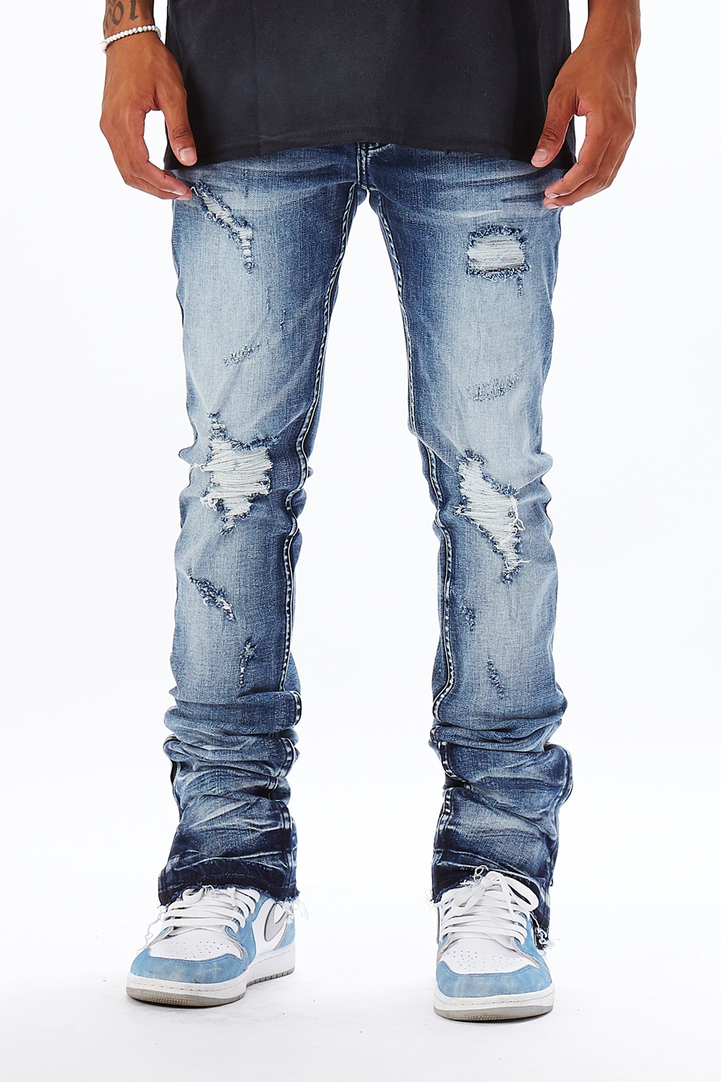 Jaymes Blue Stacked Flare Jean