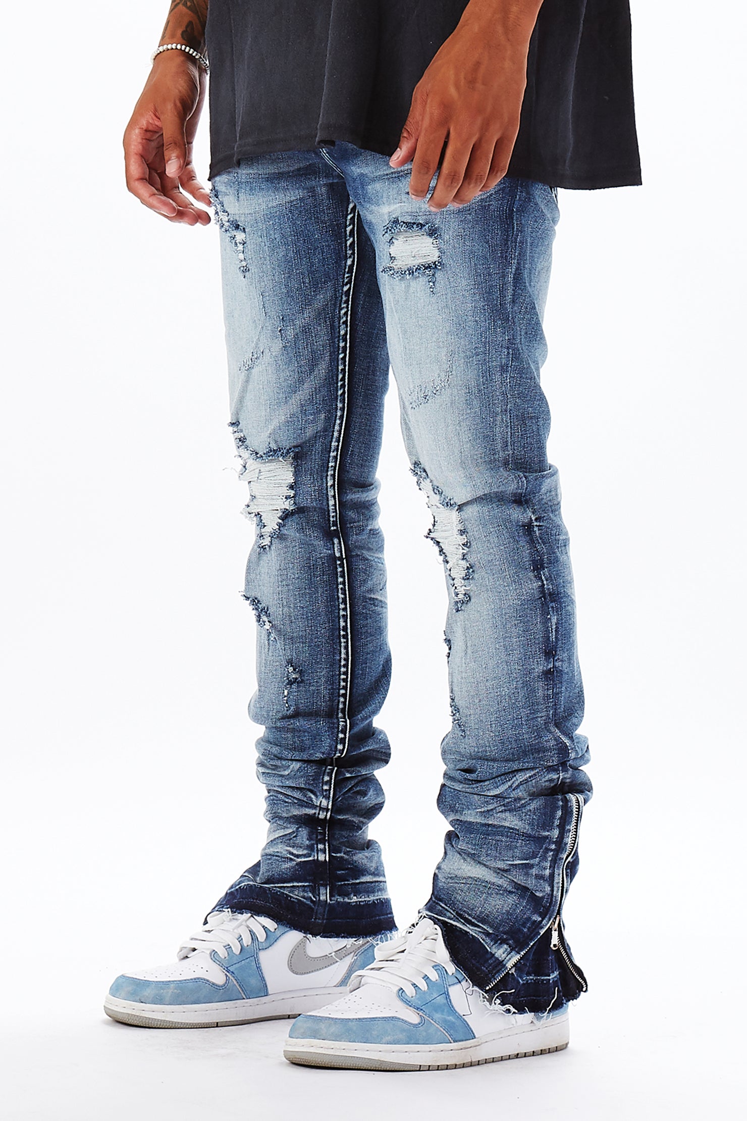 Jaymes Blue Stacked Flare Jean