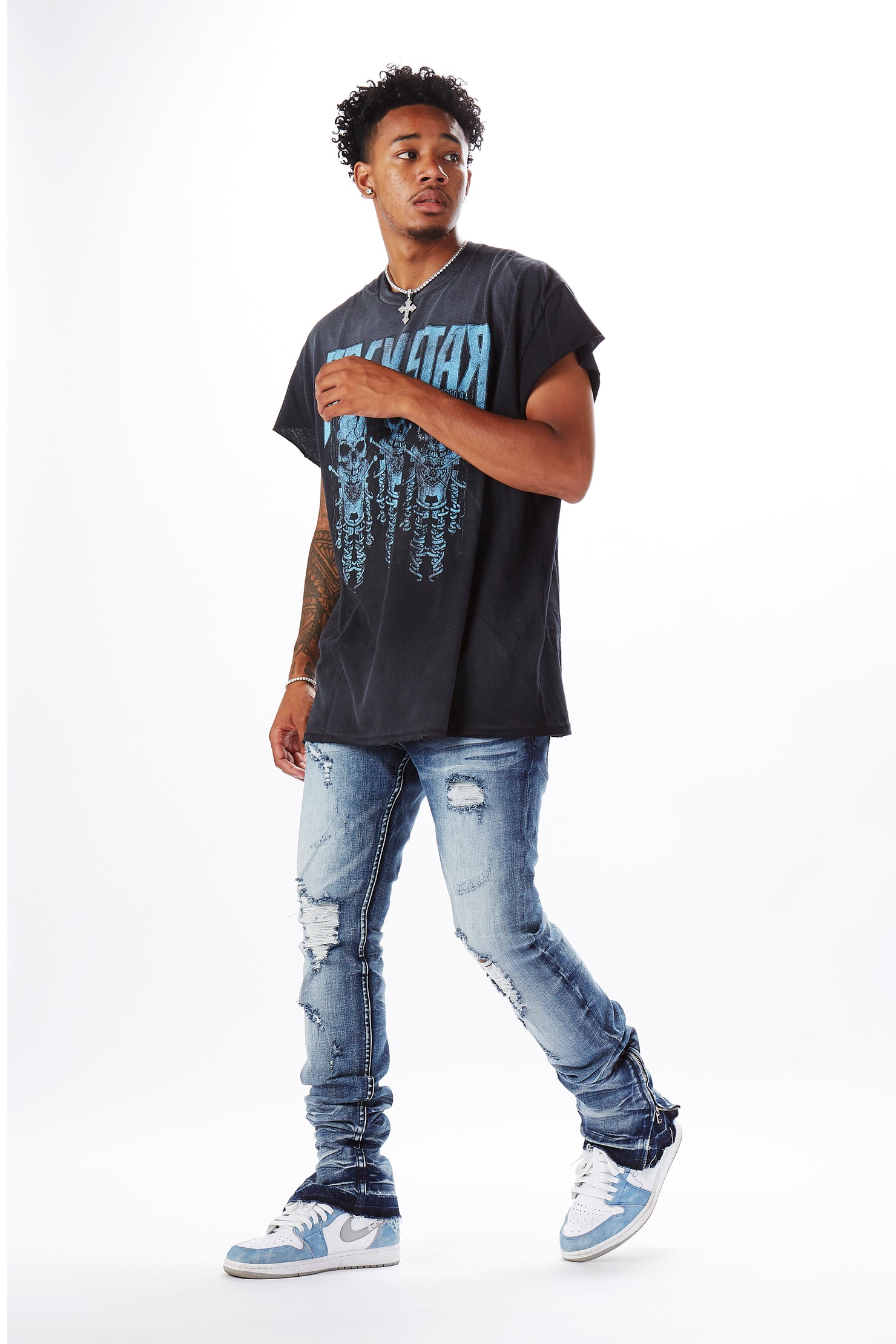 Jaymes Blue Stacked Flare Jean