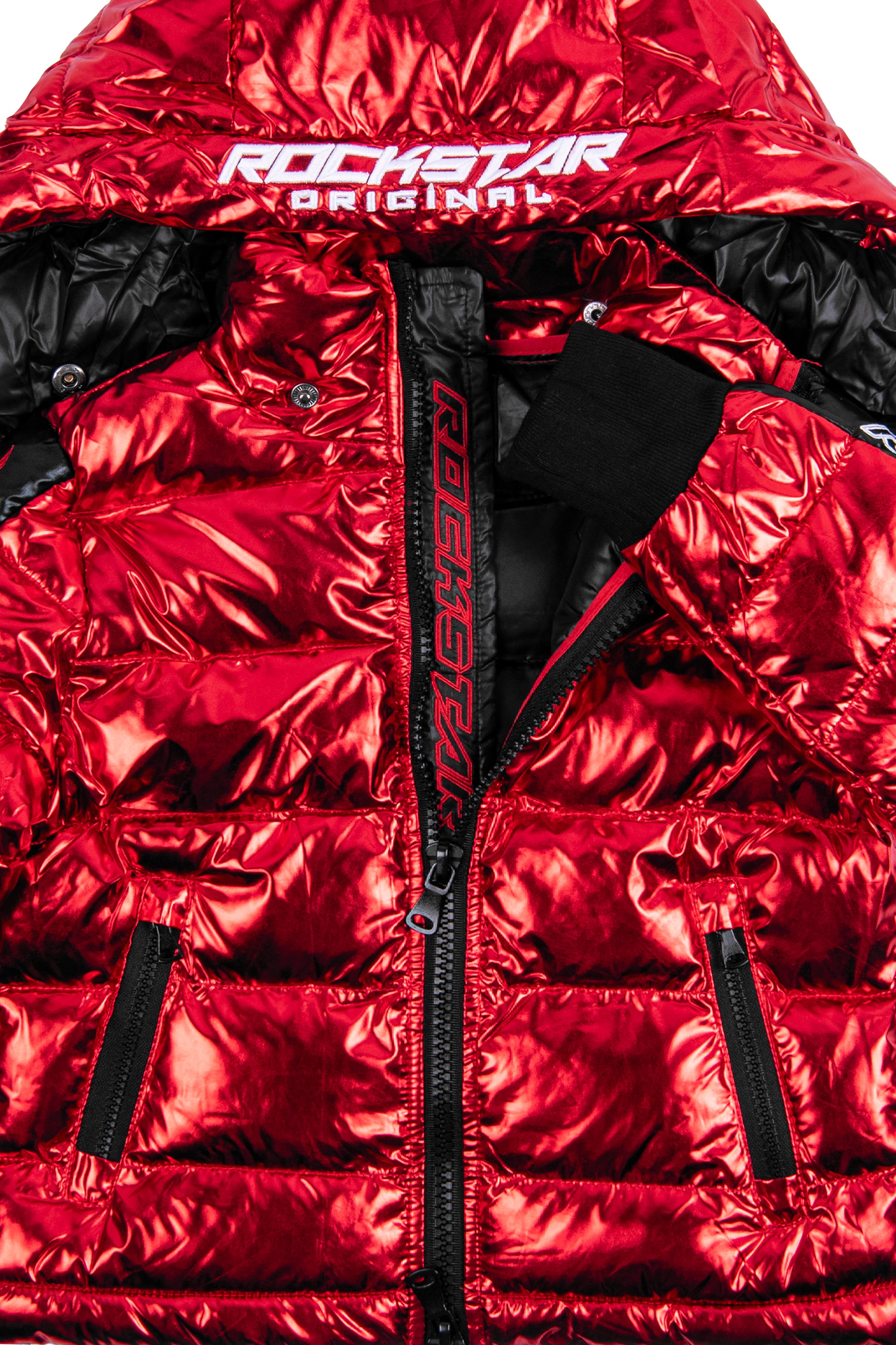 Kids Metallic Red Alasia Puffer Jacket