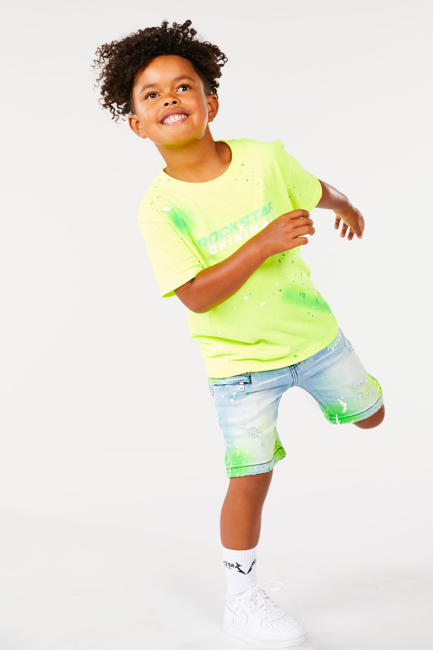 Kids Sable Printed Short-Yellow