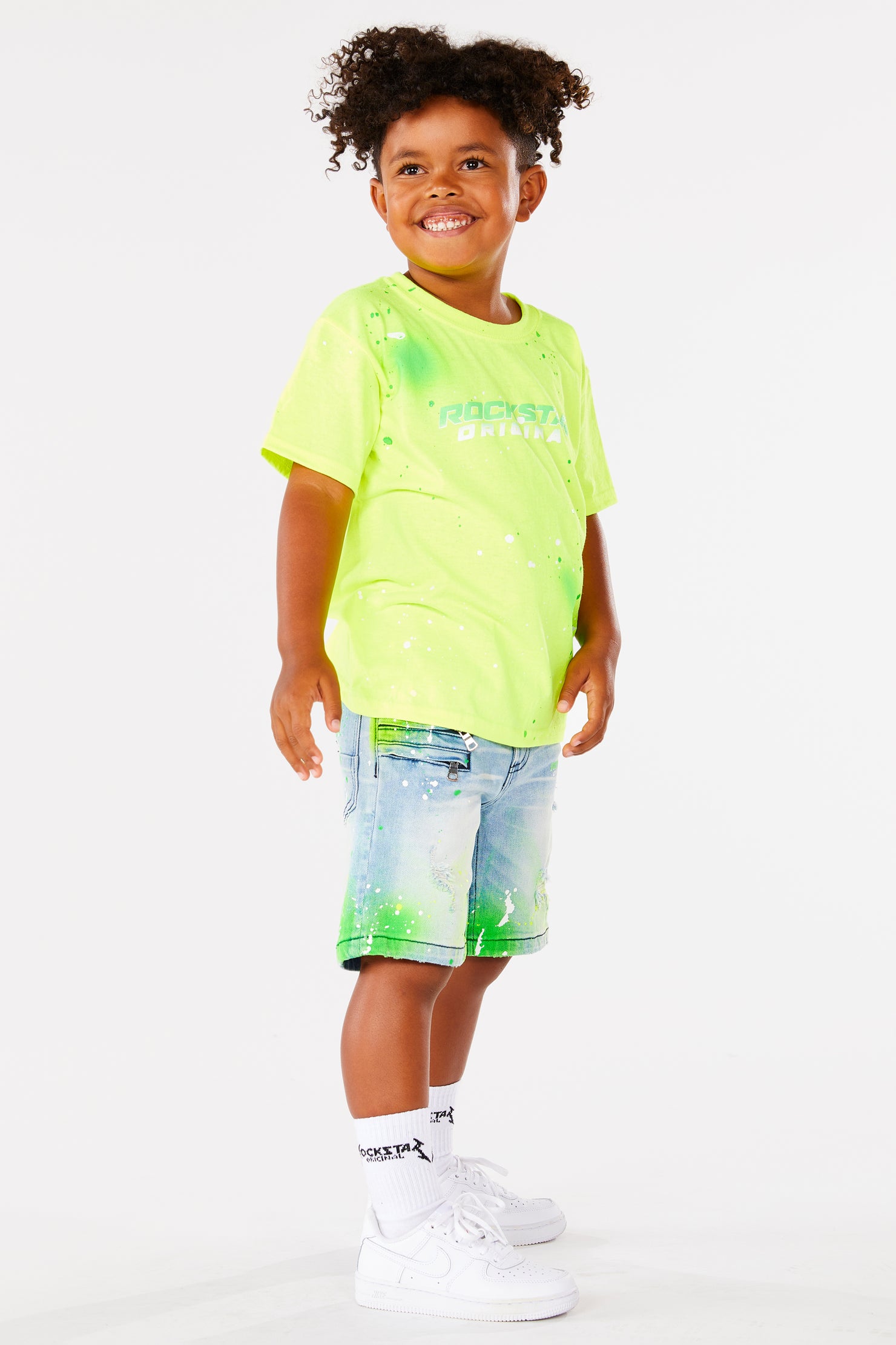 Kids Sable Printed Short-Yellow