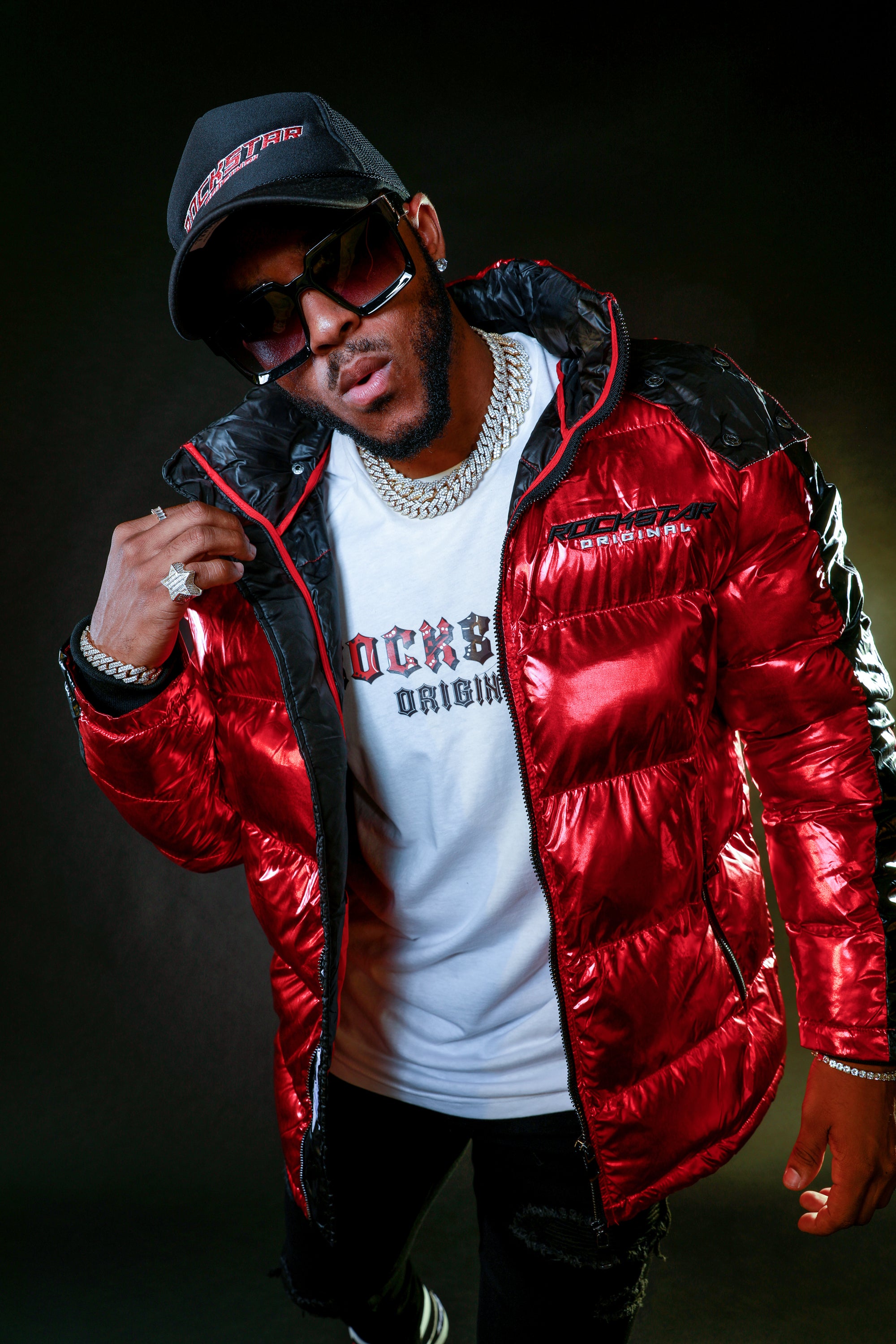 Champion red bubble jacket hotsell