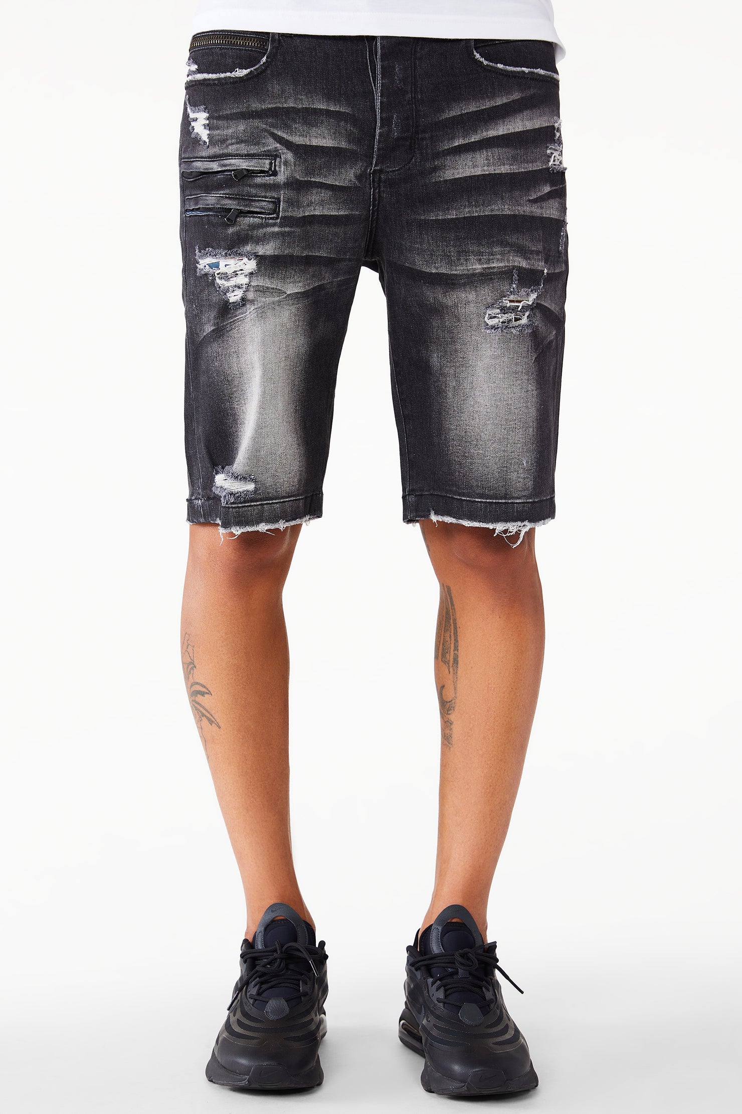Treyton Wash Denim Short- Grey