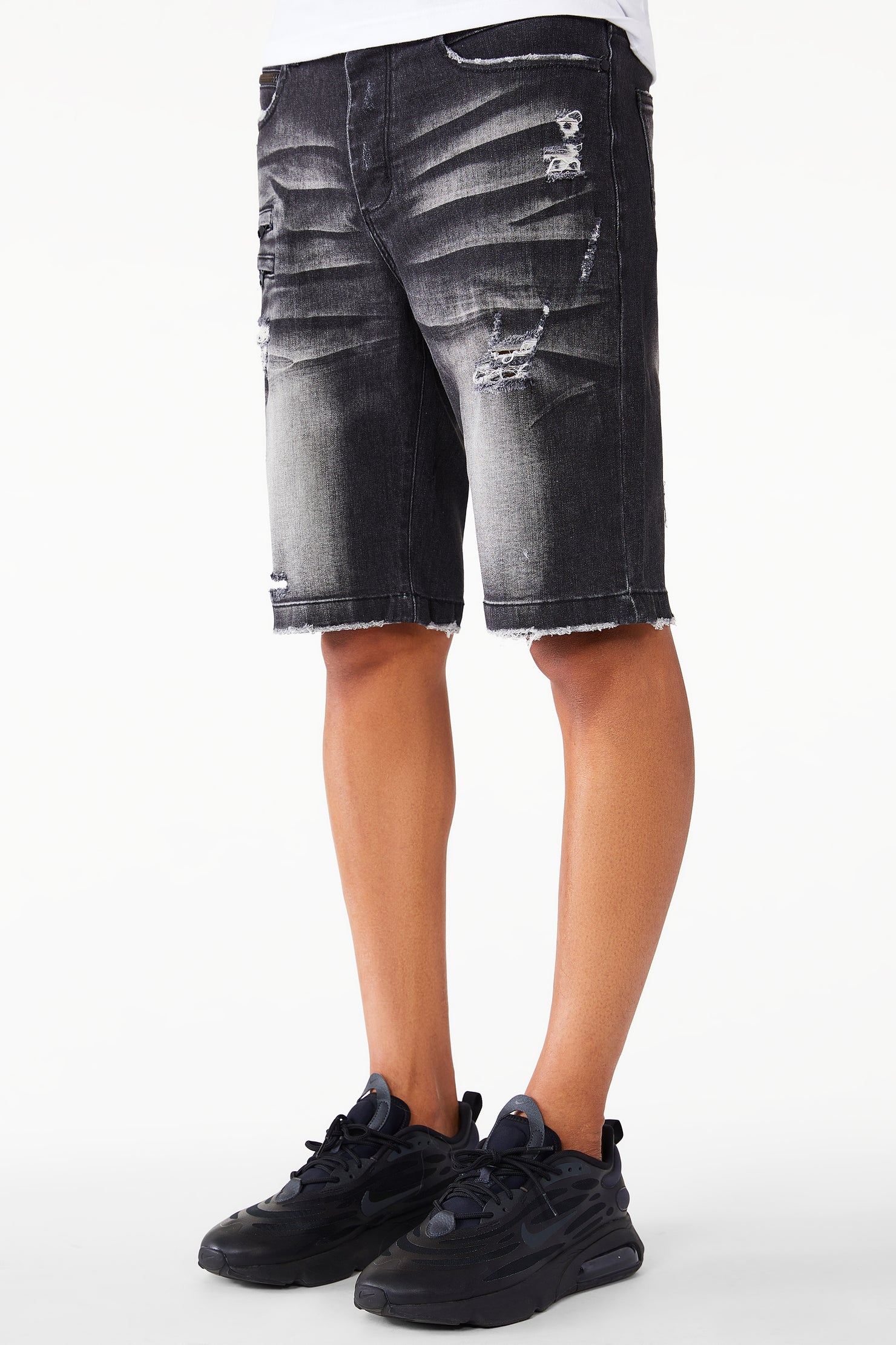 Treyton Wash Denim Short- Grey