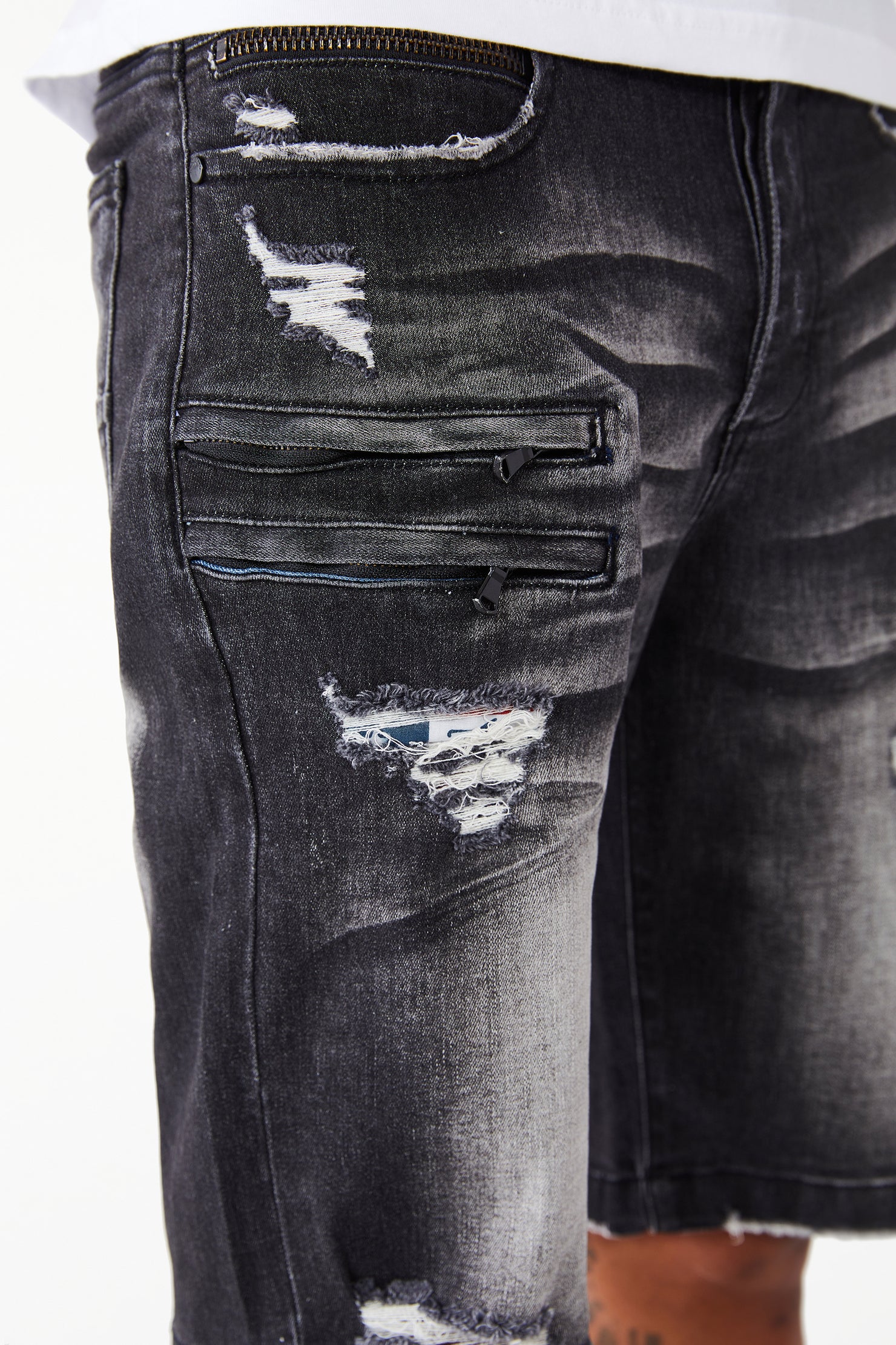 Treyton Wash Denim Short- Grey