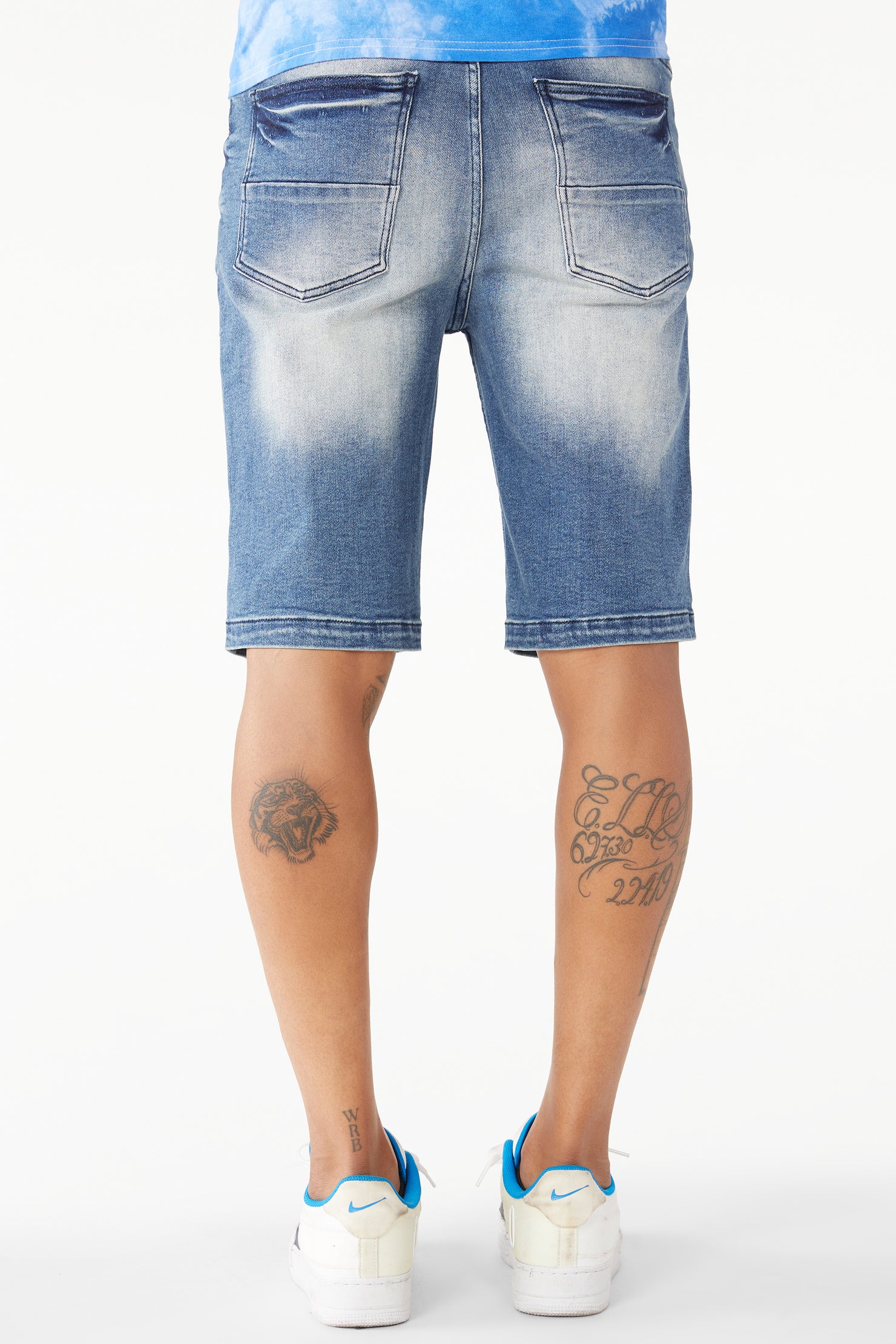 Lando Printed Short- Dark Wash