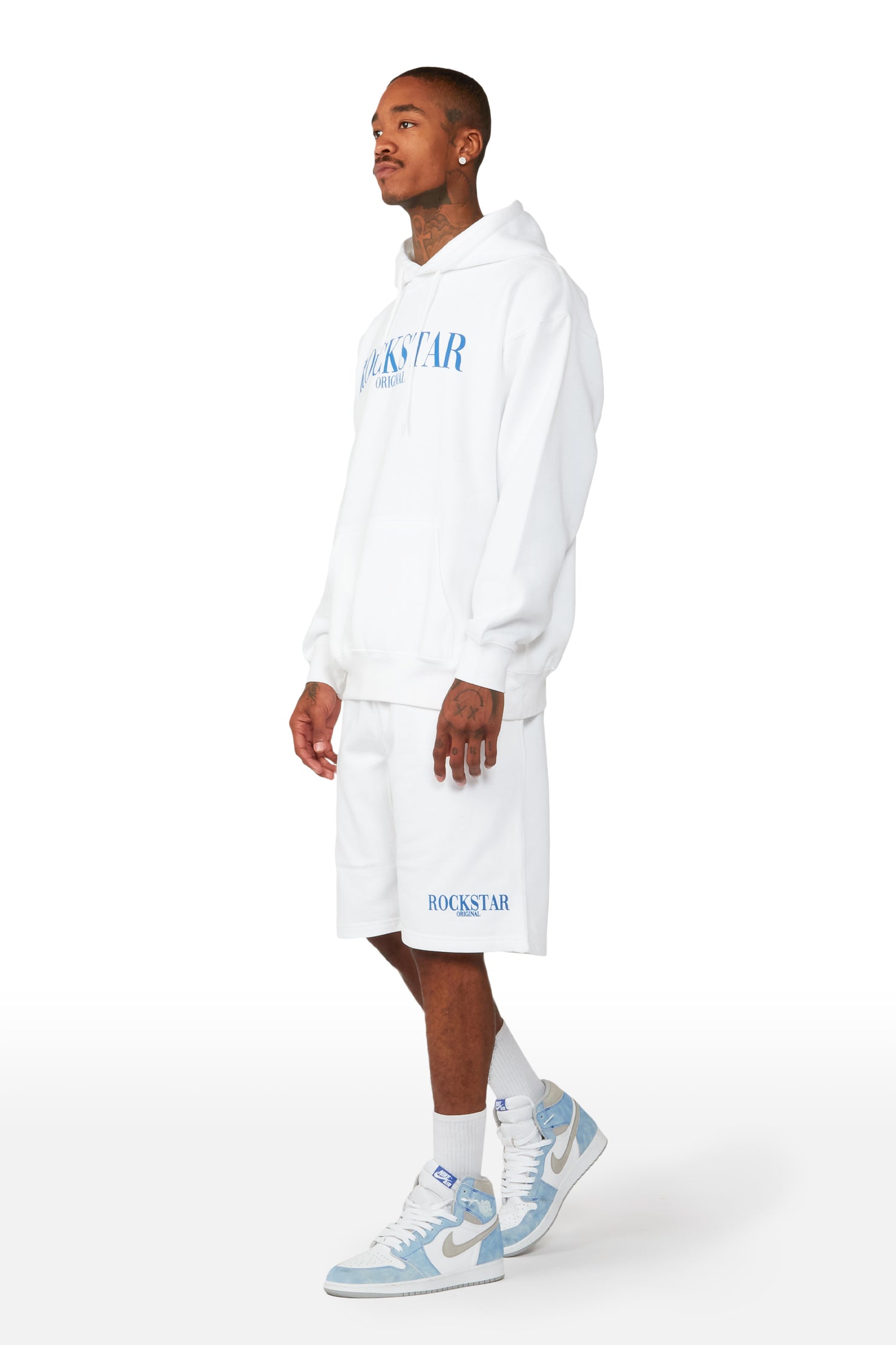 Octavio White Hoodie Short Set