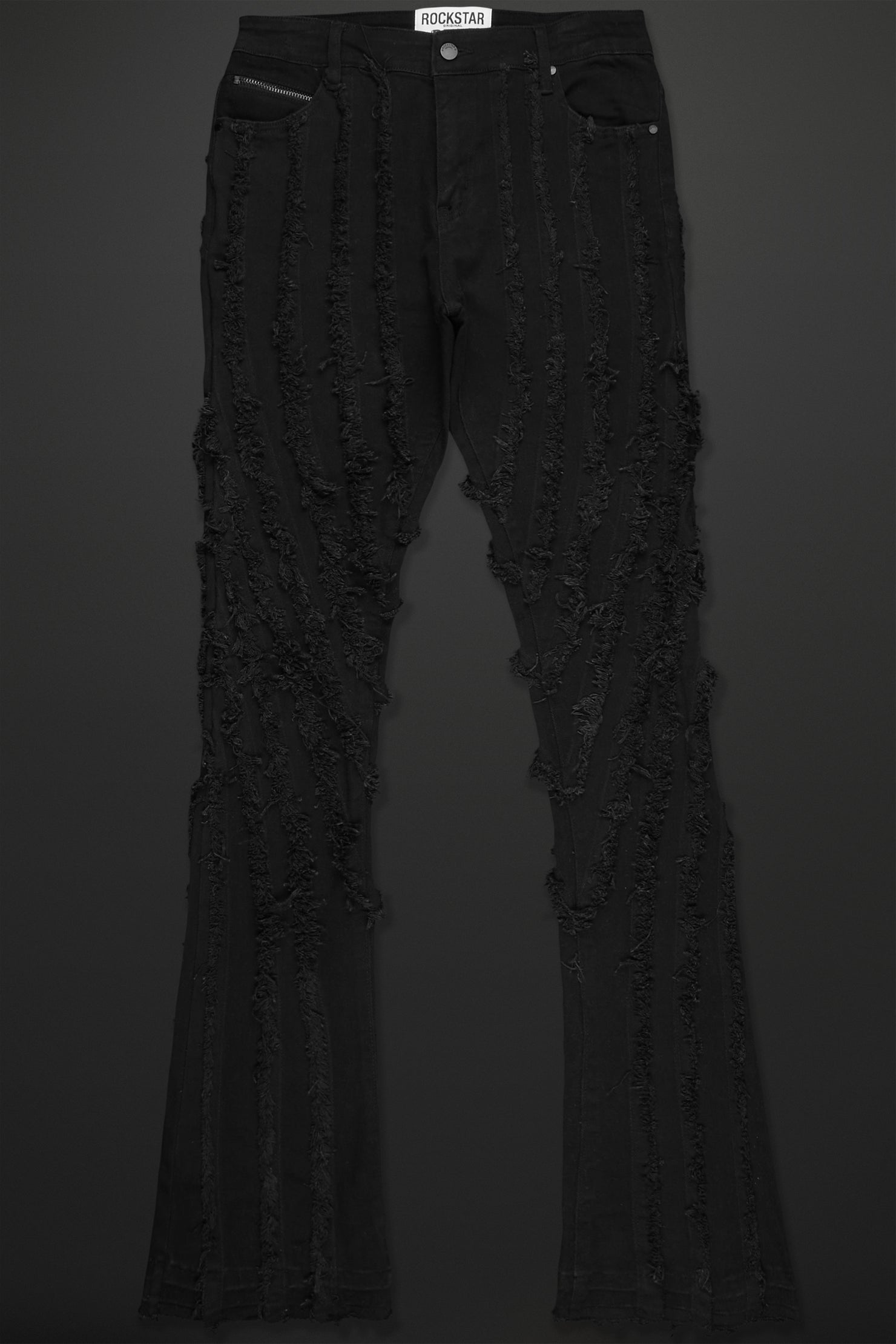 Lazer Black Stacked Flare Jean