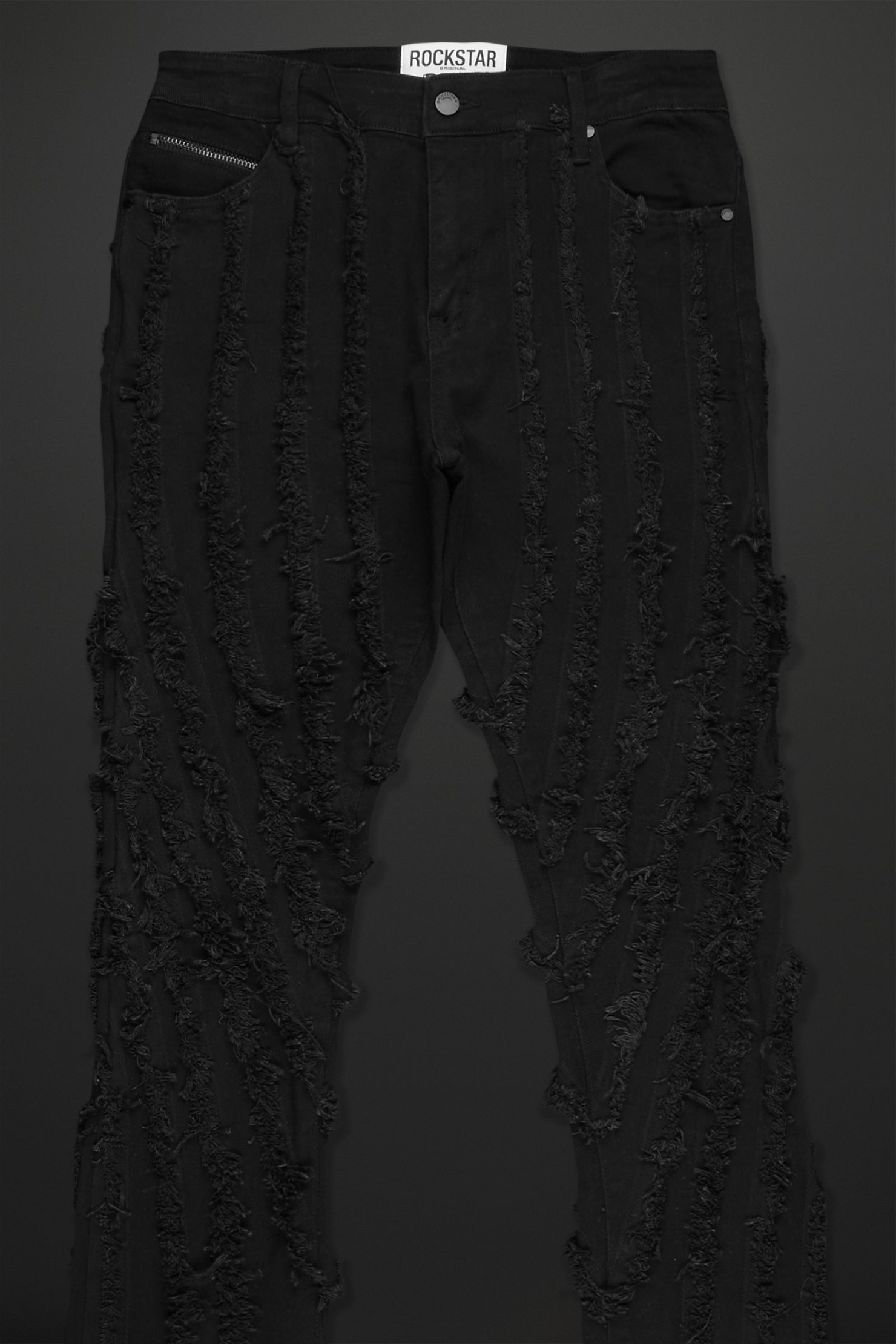 Lazer Black Stacked Flare Jean