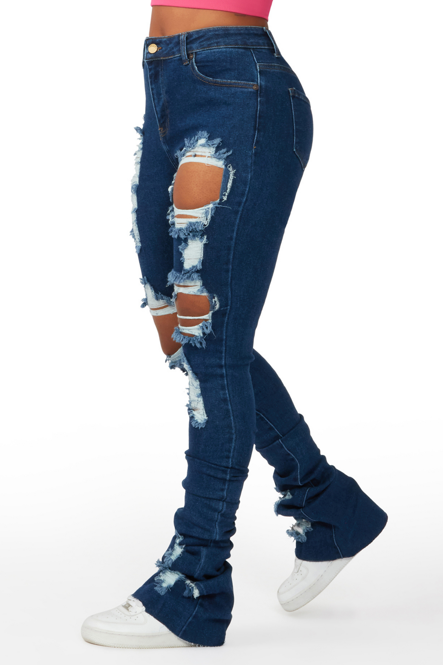 Super distressed high waisted jeans online