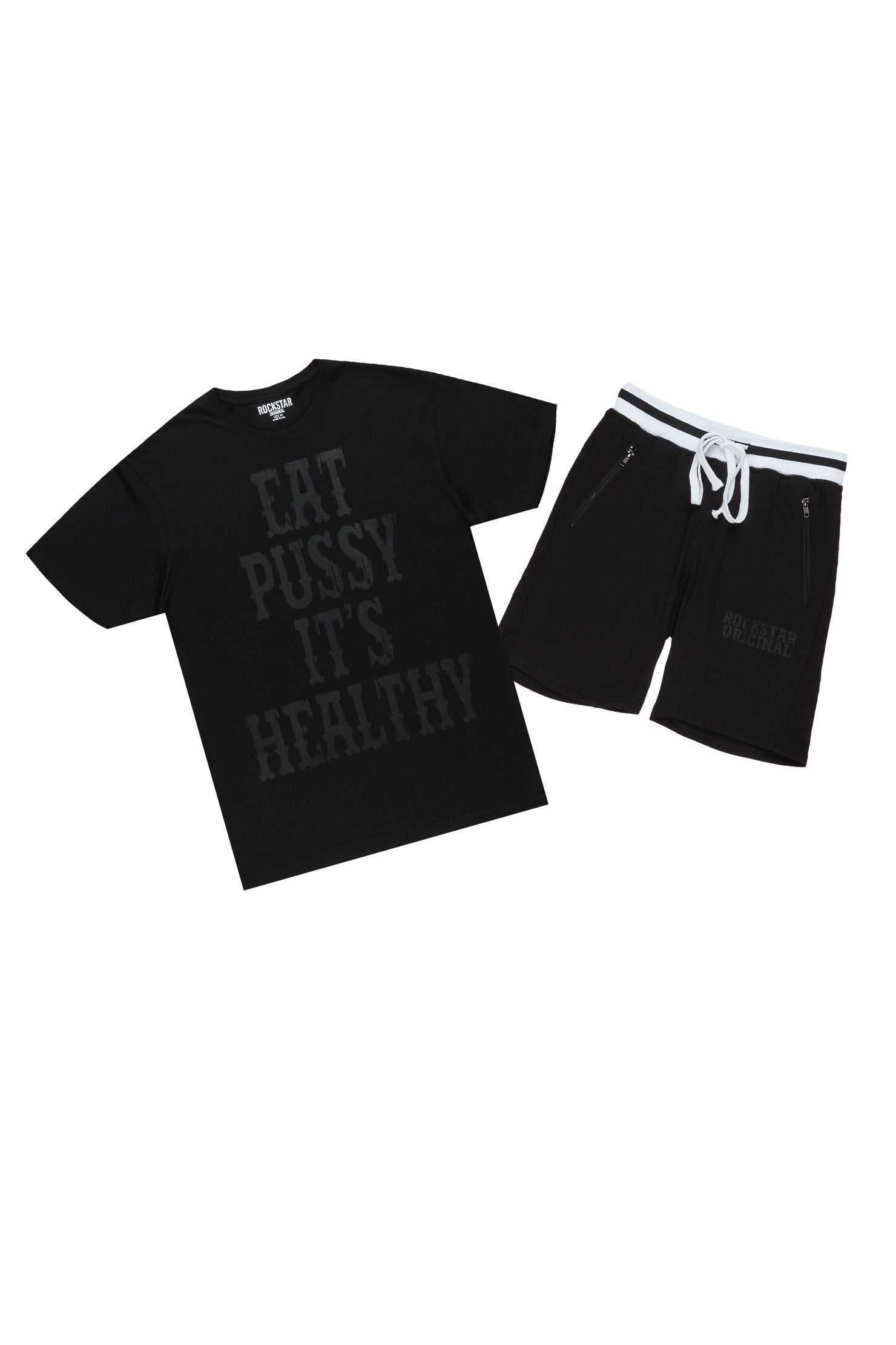 Osman Black Graphic T-Shirt Short Set