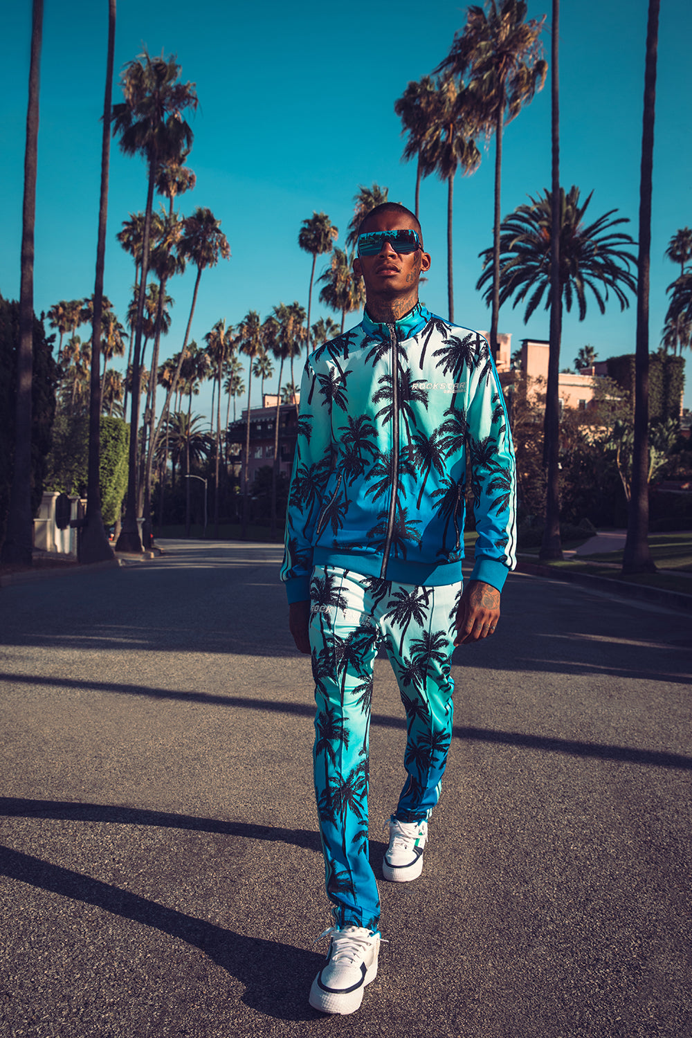 Eves Palm Print Set (Blue)