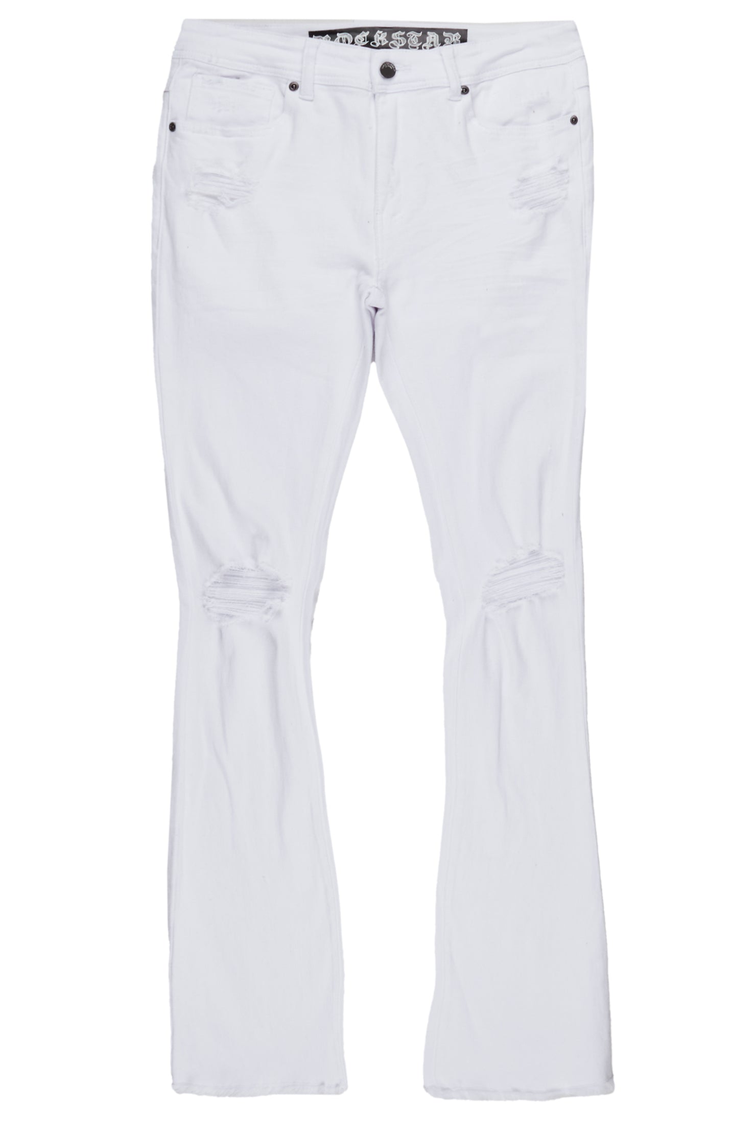Rebel White Stacked Flare Jean