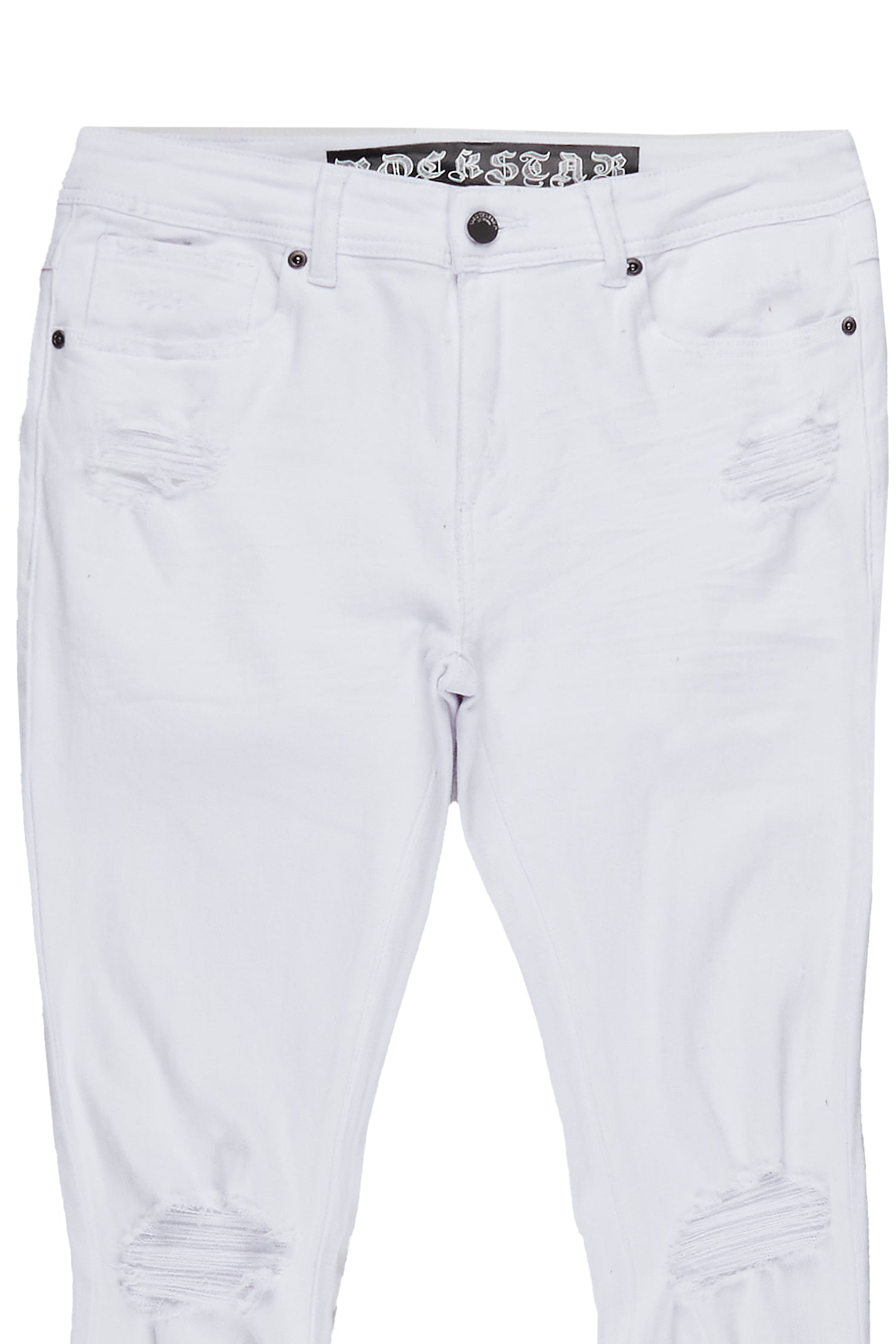 Rebel White Stacked Flare Jean