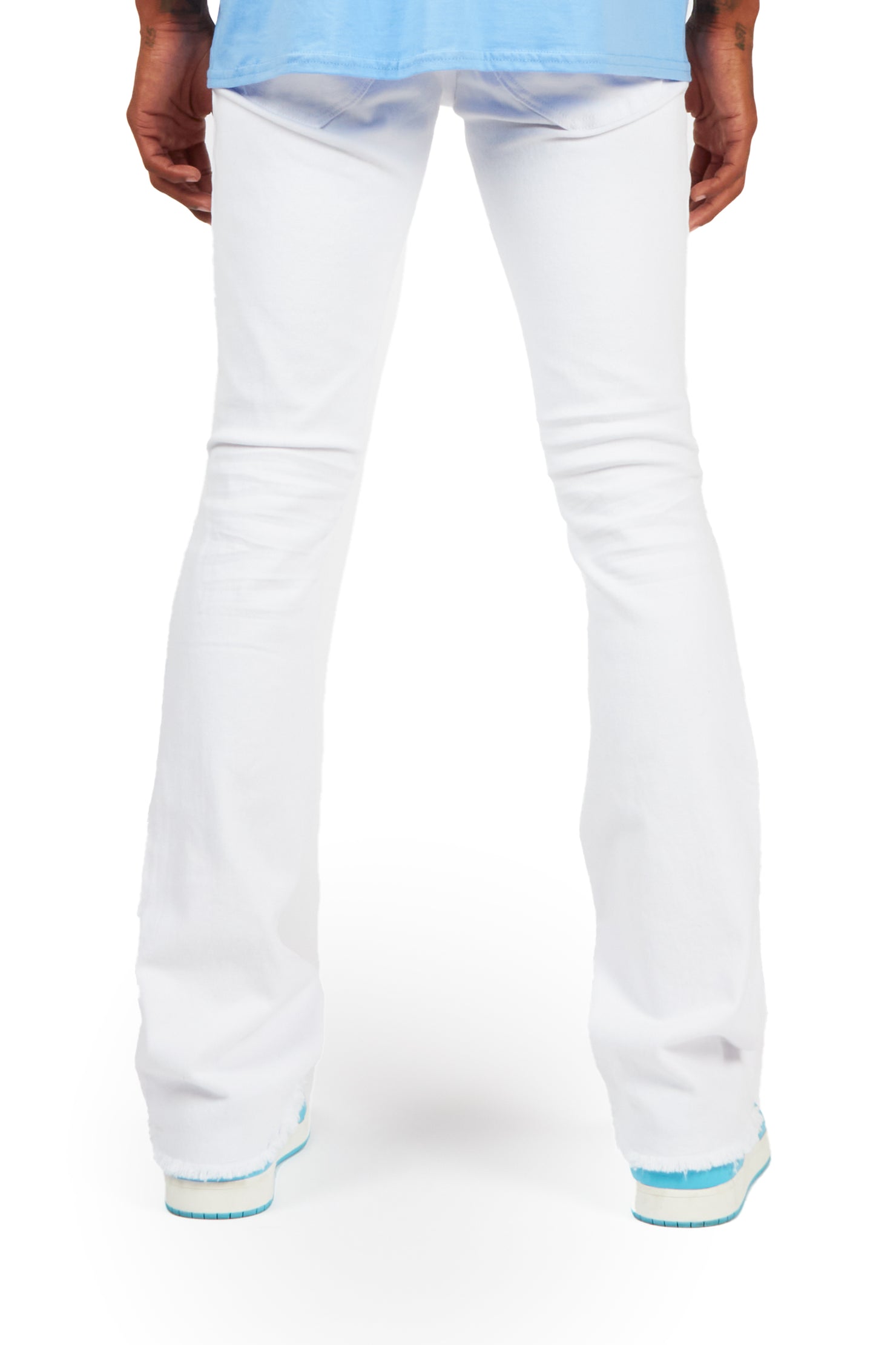Rebel White Stacked Flare Jean