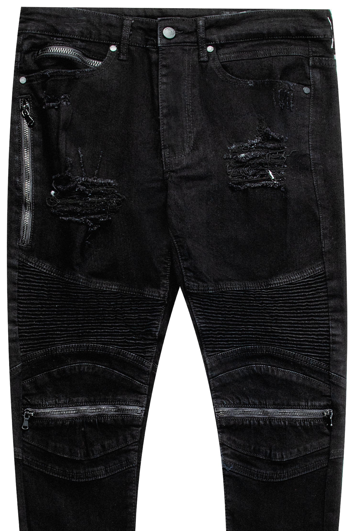 Bk Signature Biker / Zipper Knee Jean- Black