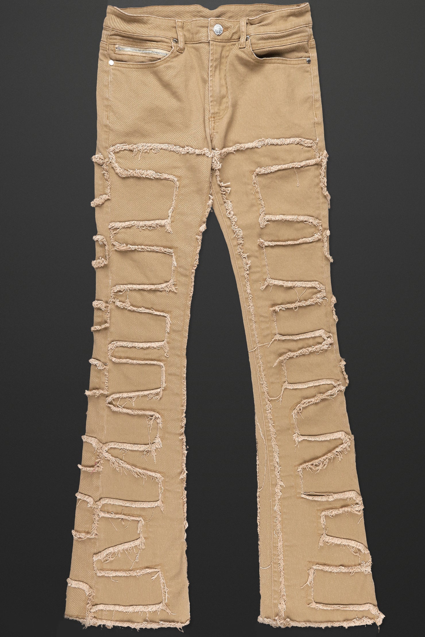 Gavin Beige Stacked Flare Jean
