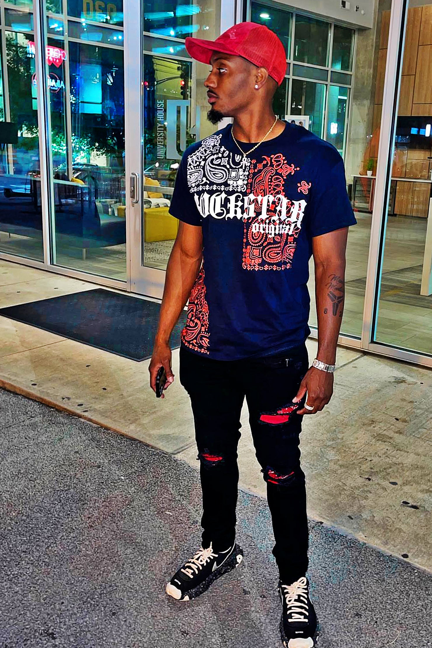 Ski Graphic T-Shirt-Black/Red