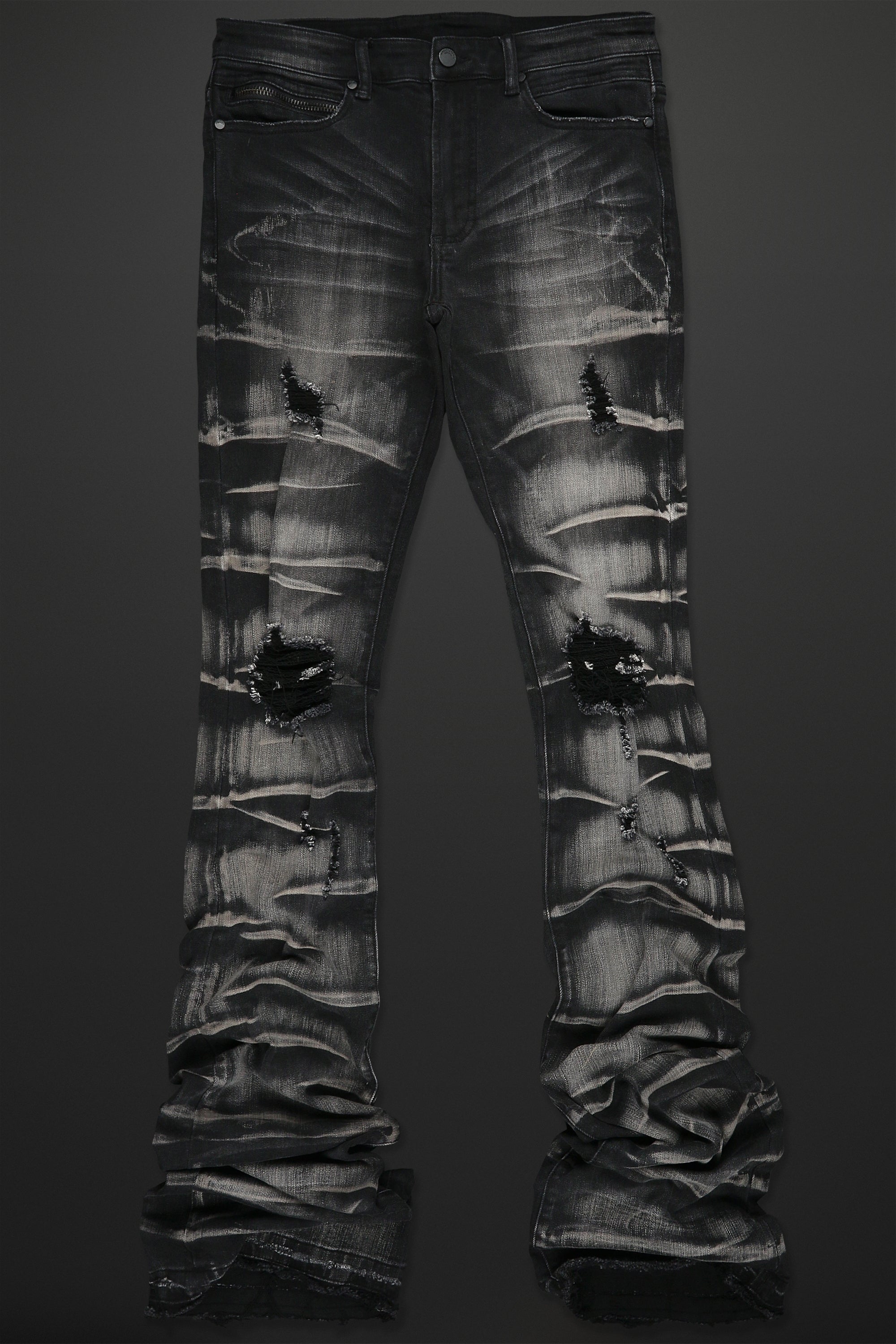 Sniper Dark Grey Super Stacked Flare Jean