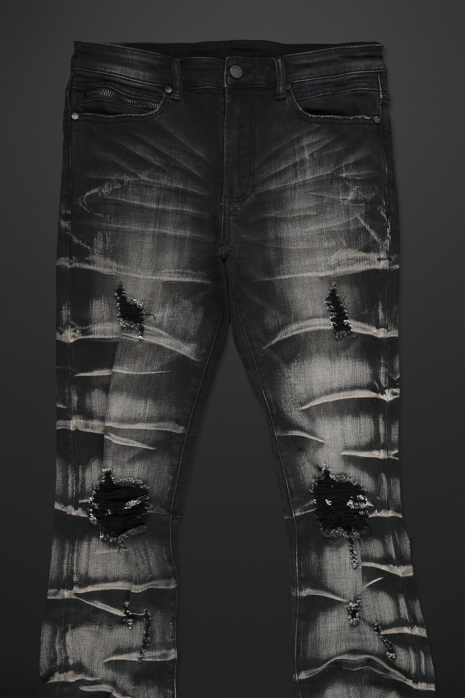 Sniper Dark Grey Super Stacked Flare Jean