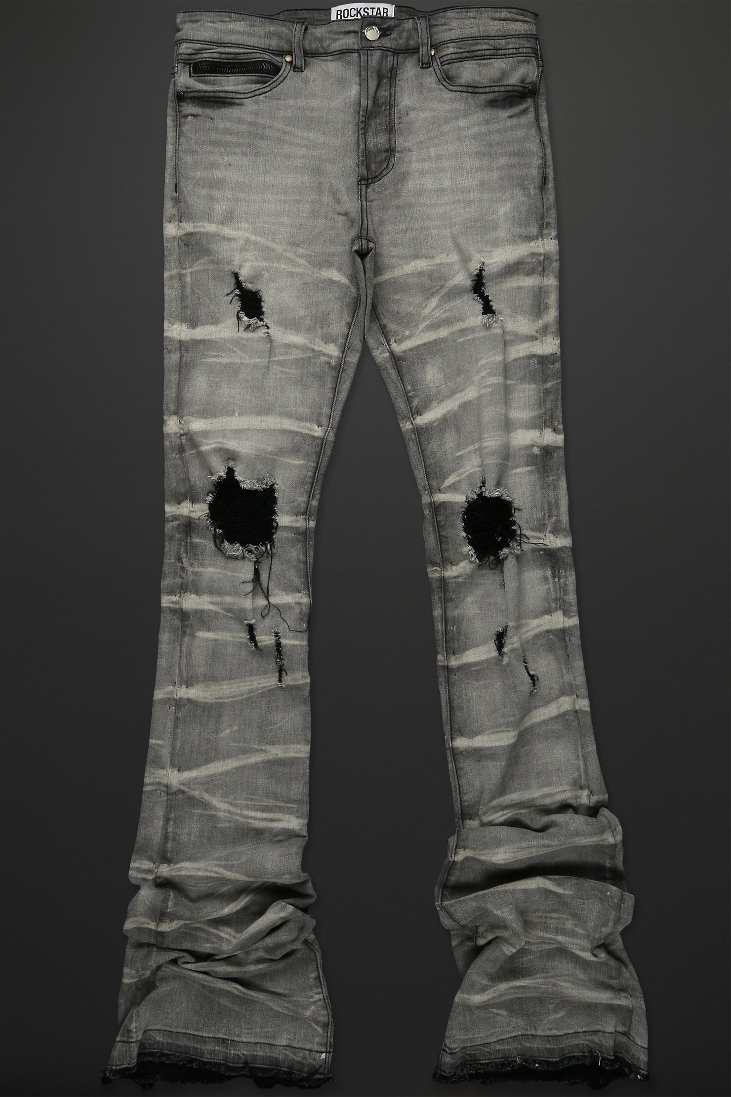 Sniper Light Grey Super Stacked Flare Jean