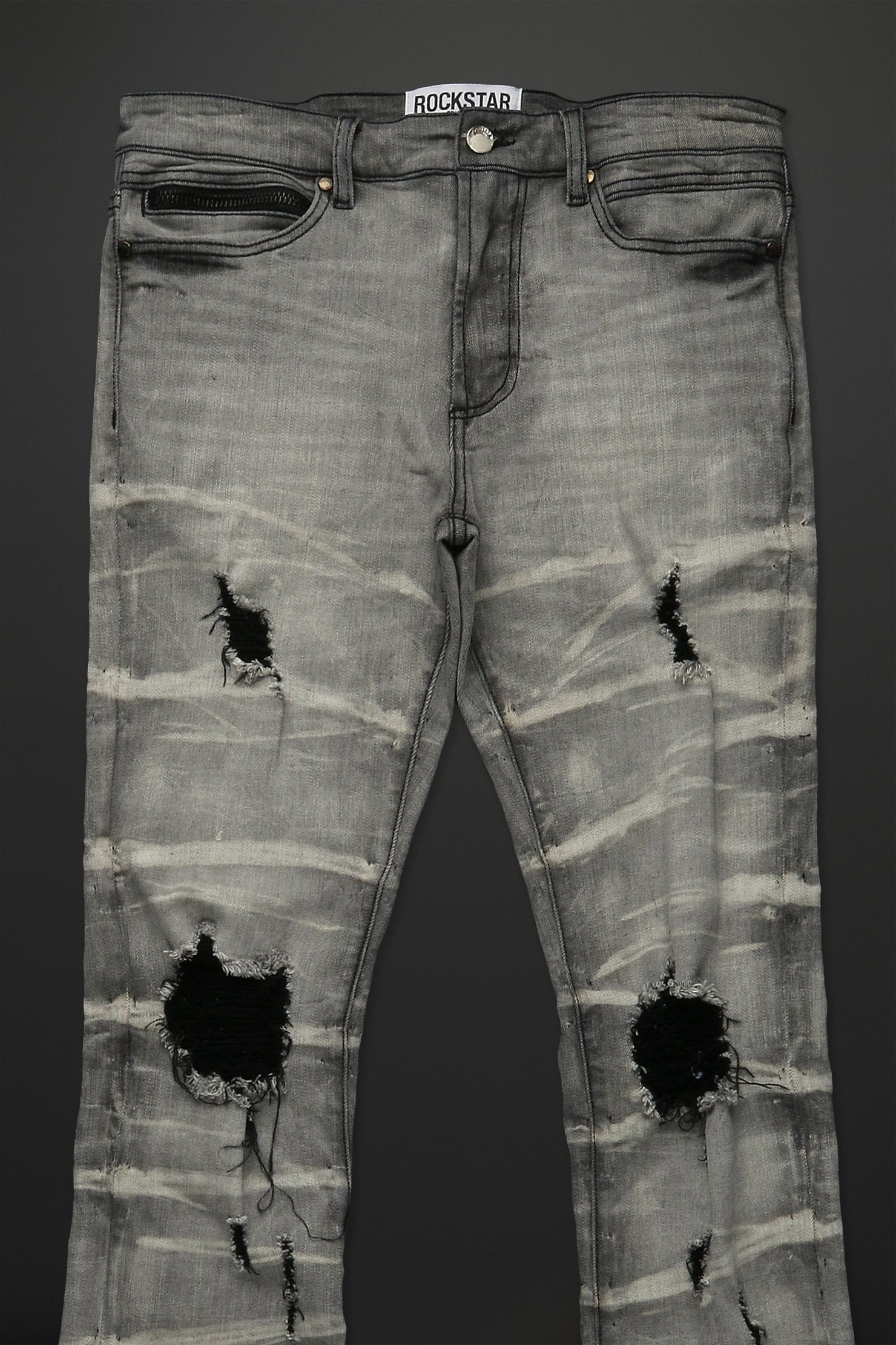 Sniper Light Grey Super Stacked Flare Jean