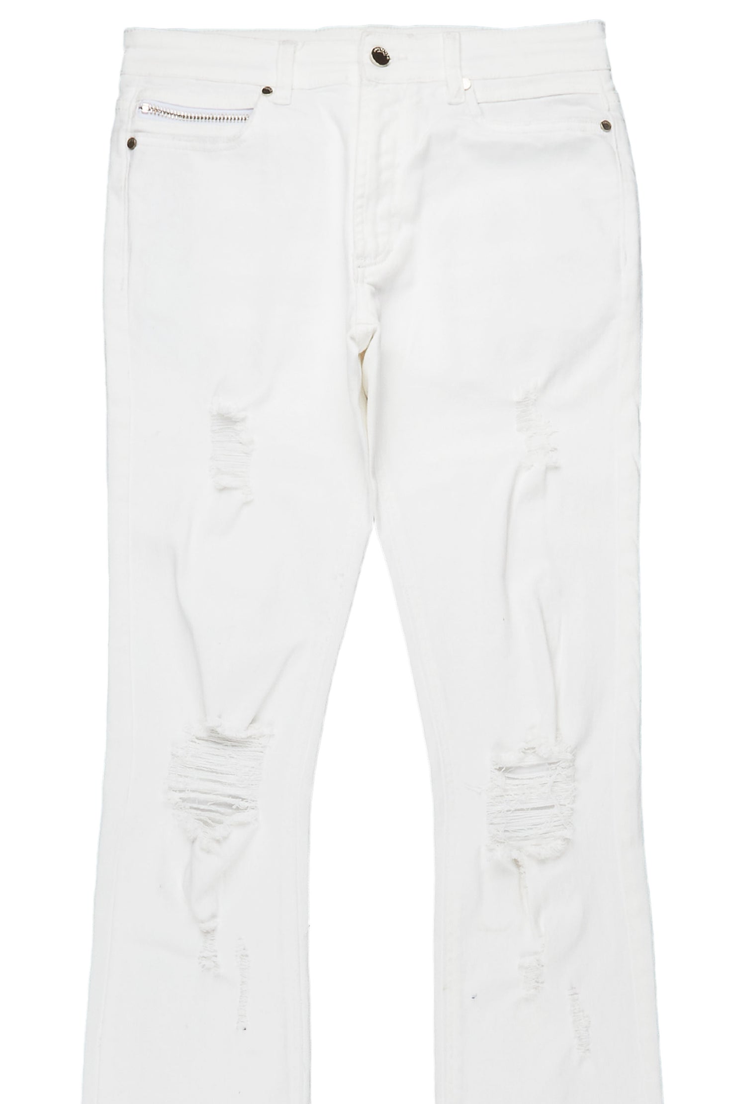 Sniper White Super Stacked Flare Jean
