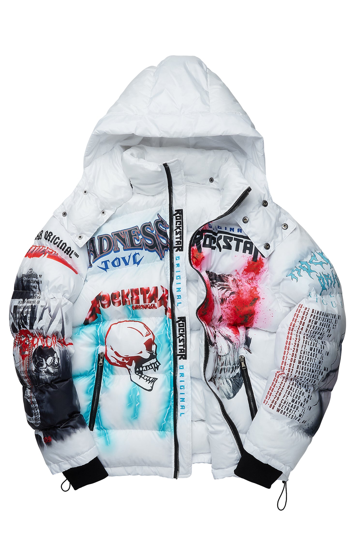 Nash White Graphic Print Puffer Jacket