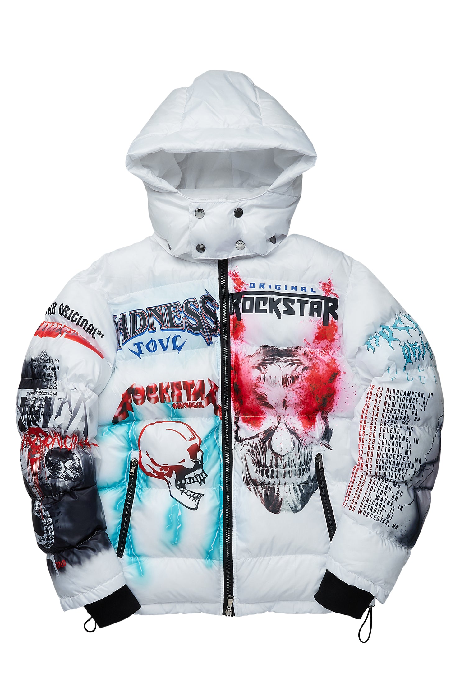 Nash White Graphic Print Puffer Jacket