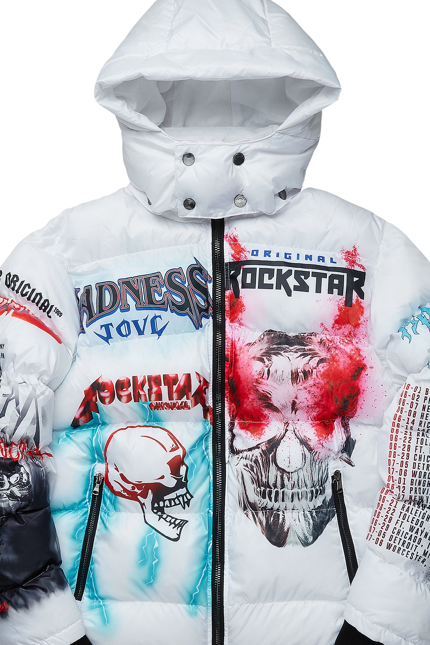 Nash White Graphic Print Puffer Jacket