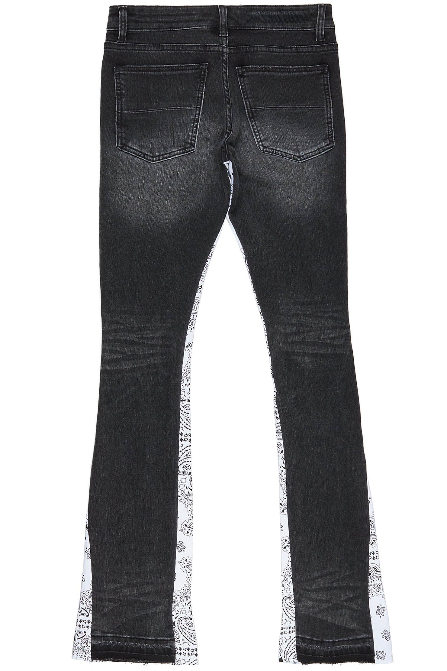 Wiz Dark Grey/White Stacked Flare Jean