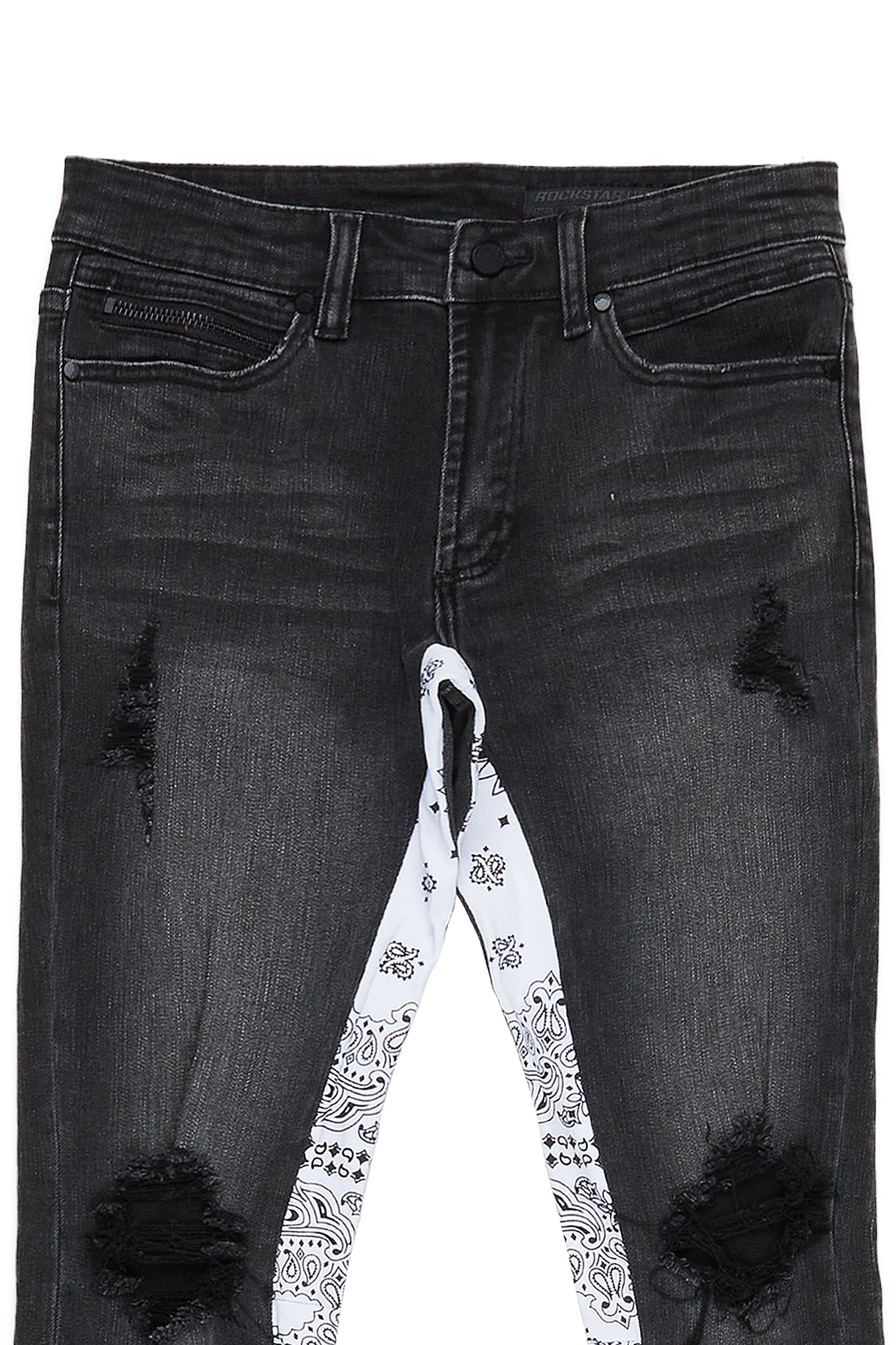Wiz Dark Grey/White Stacked Flare Jean