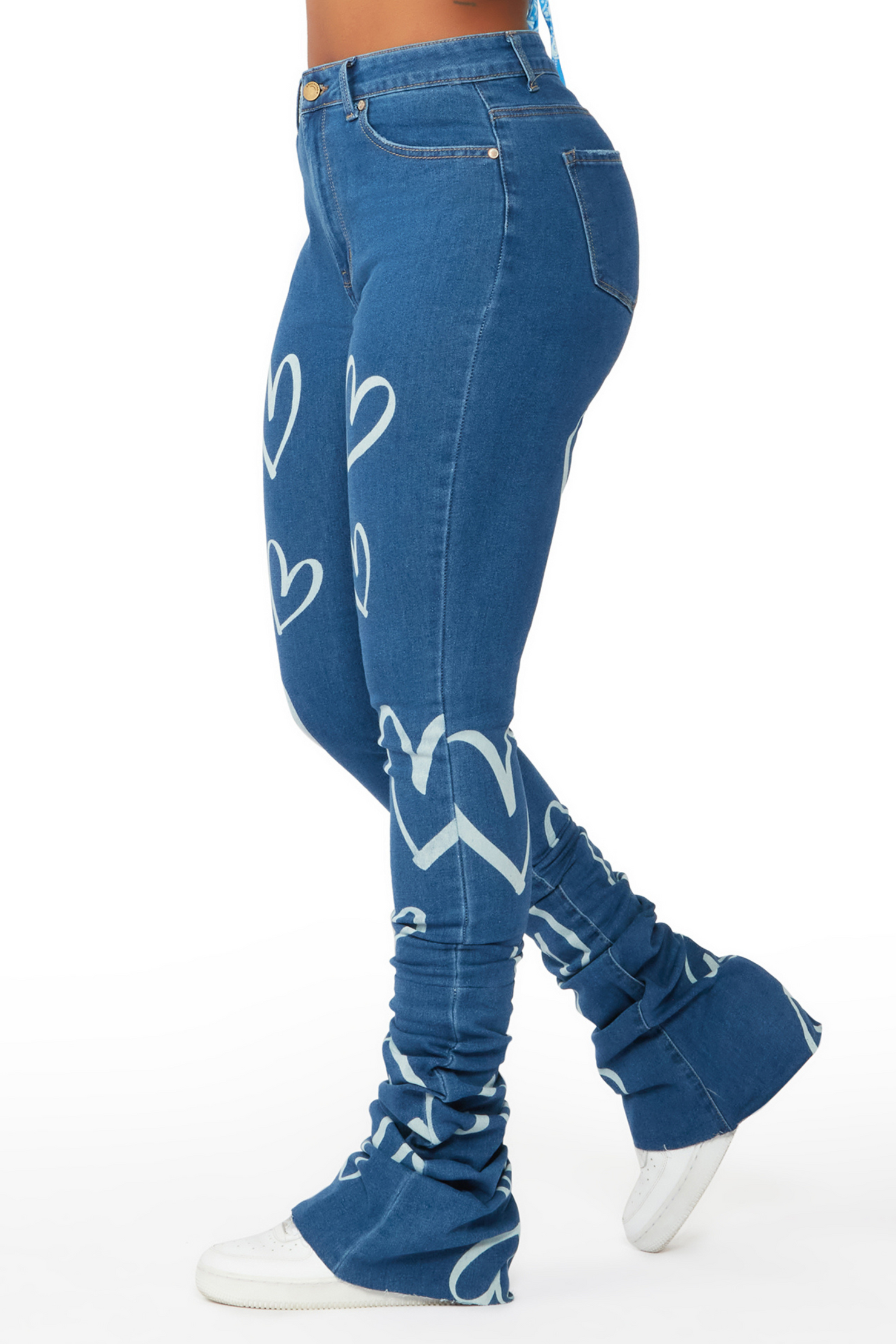 Mrs. Steal Your Heart Med. Wash Super Stacked Jean