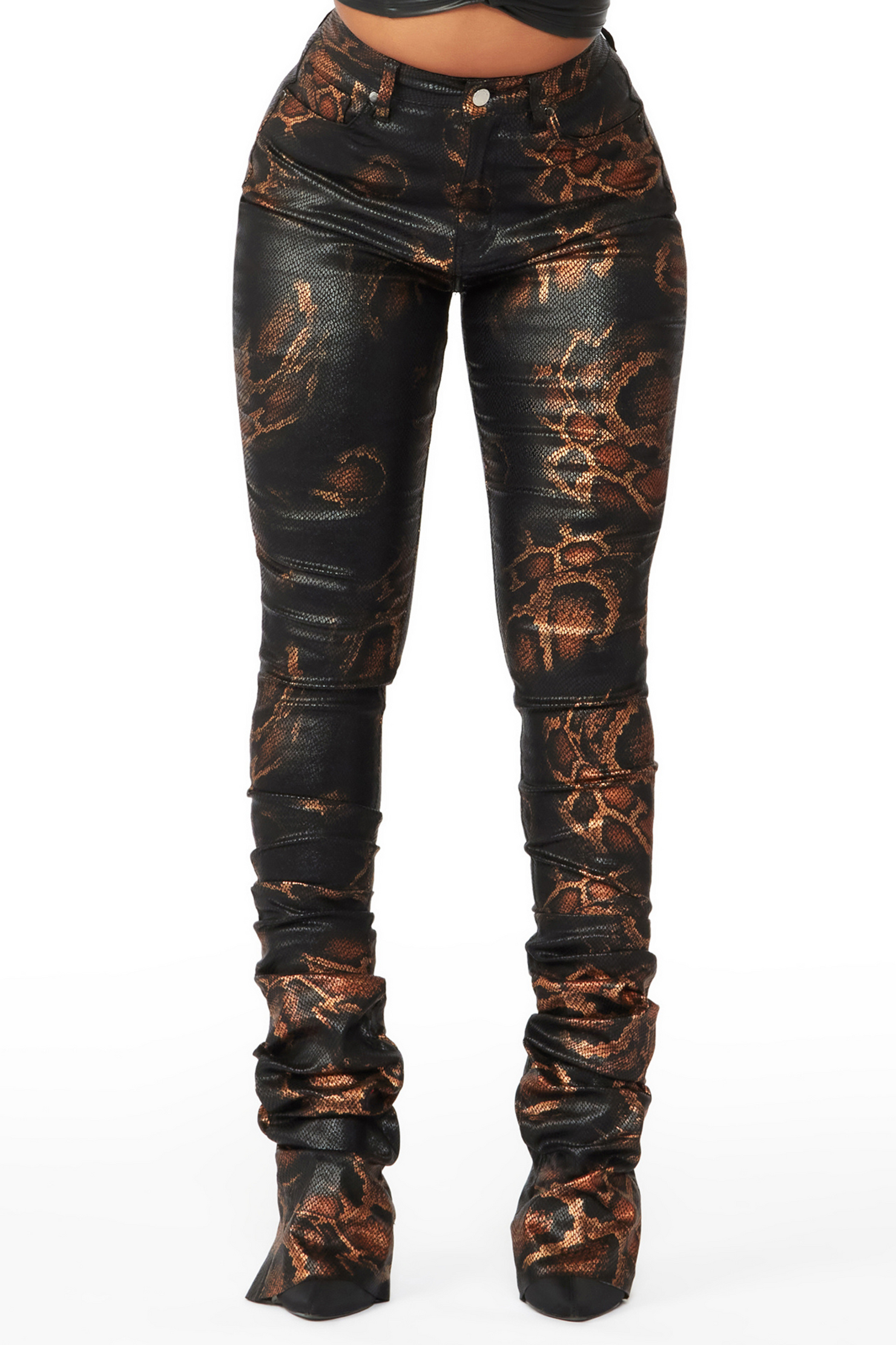 The Drama Snake PU Super Stacked Pant